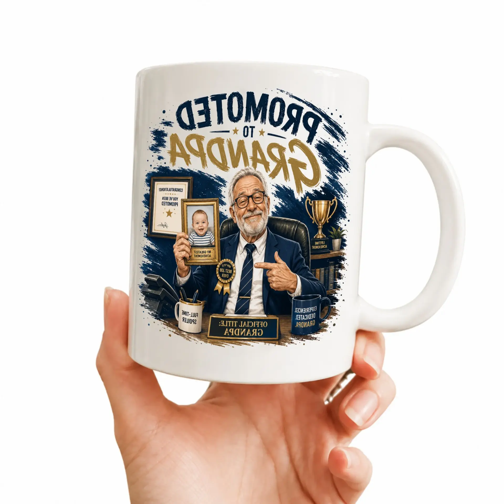Heartfelt Promoted to Grandpa Two Ceramic Coffee Mug for Proud Grandfathers Novelty Beverage Drinkware Gift
