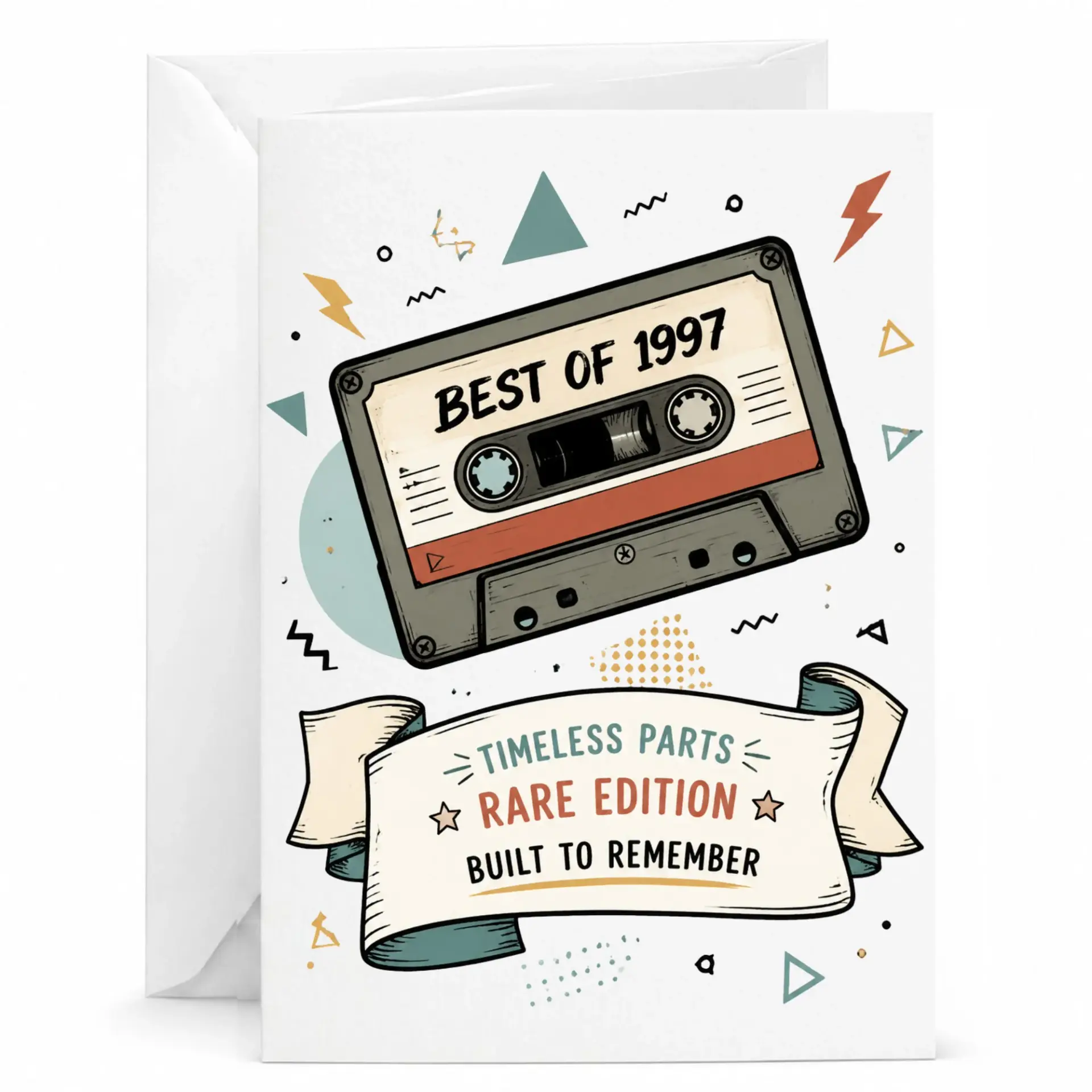 Birthday Card Best of 1997 Cassette Tape Design Retro Nostalgic Greeting Card for Milestone Celebrations 5x7 Inches