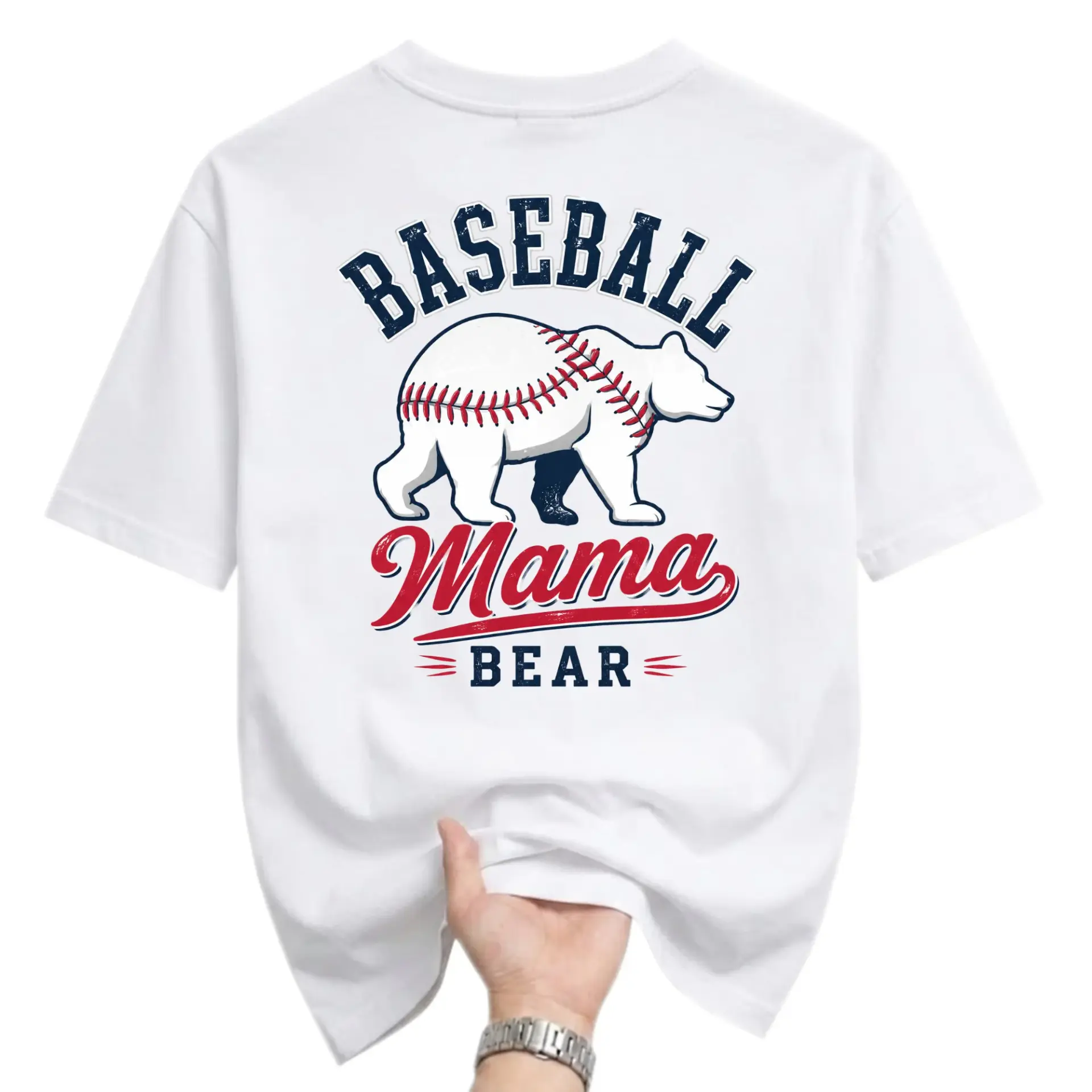 Graphic Tee Baseball Mama Unisex Shirt Sporty Cute Illustration Cotton Crew Neck Casual Top White