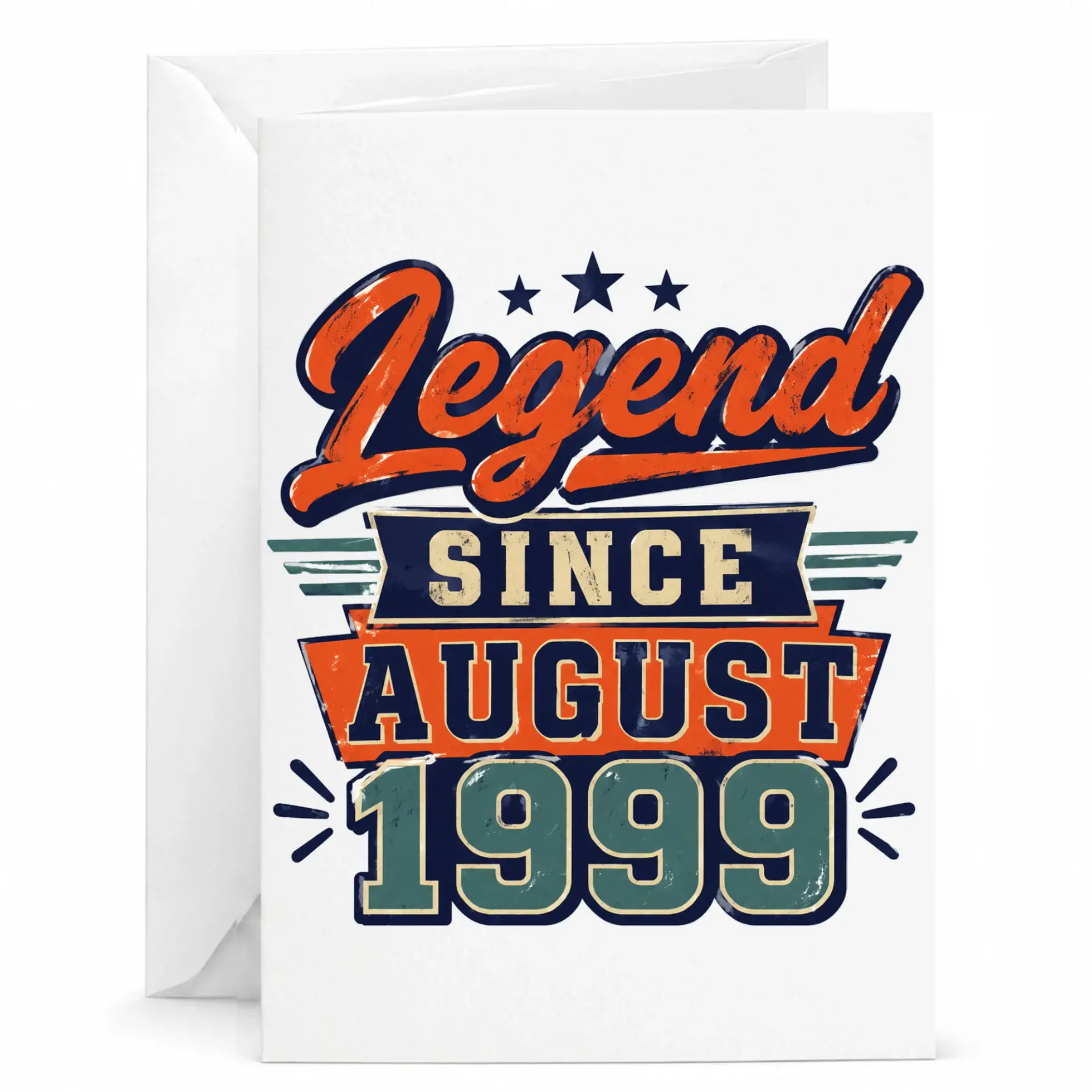 Greeting Card Legend Since August 1999 Retro Vintage Birthday Gift for Milestone Celebration and Anniversary Events