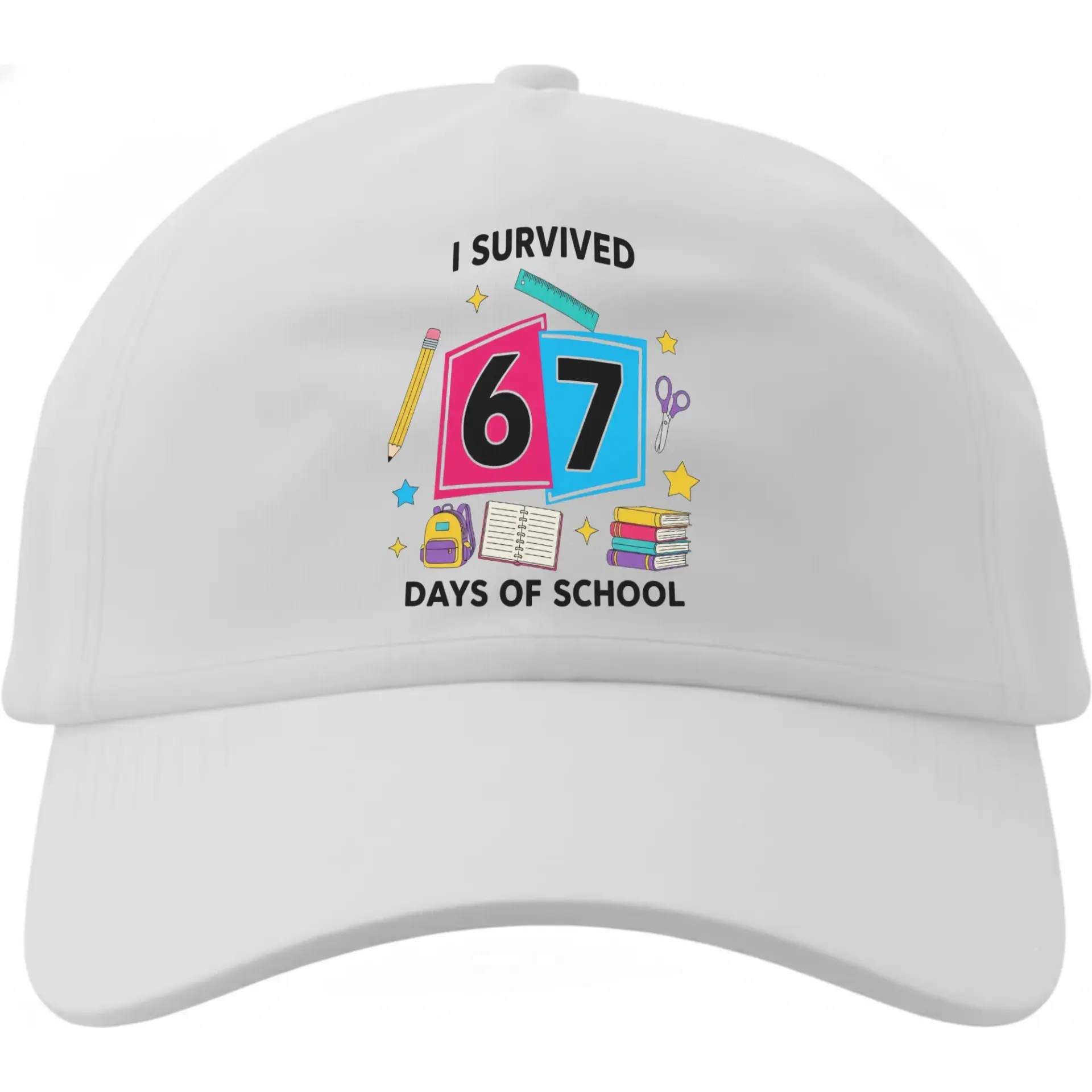 Baseball Cap I Survived 67 Days of School Graphic Hat Adjustable Cotton Unisex Headwear for Casual Daily Activities