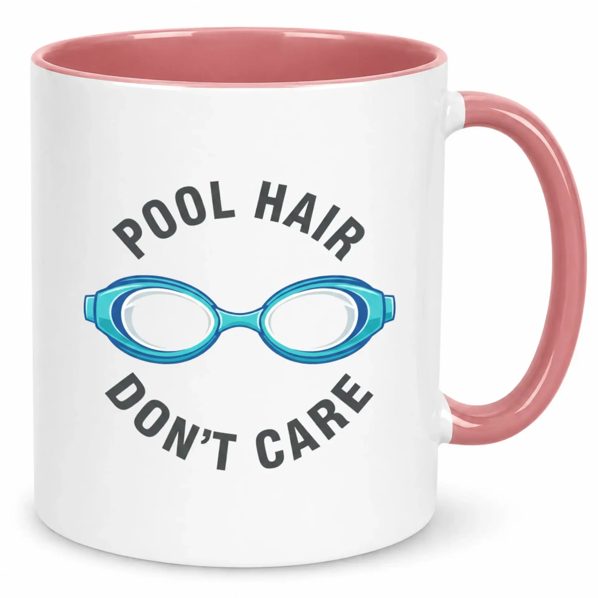 Funny Coffee Mug with Swimming Goggles Design for Swimmers, 'pool Hair Don't Care' Ceramic Mug, Unique Gift for Pool Lovers, 11oz or 15oz