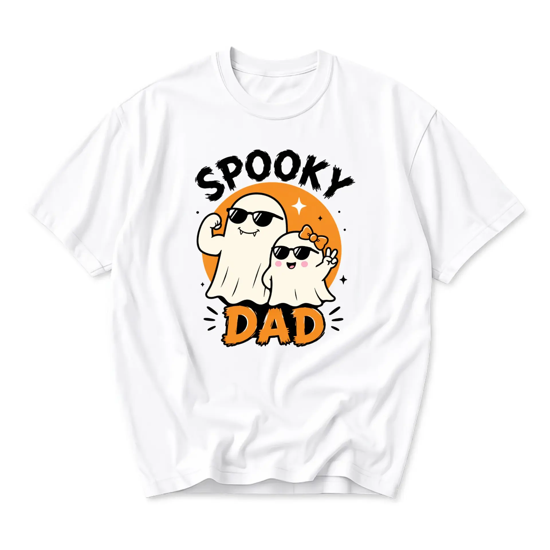 Funny Shirt Spooky Dad Graphic Tee Casual Unisex Crew Neck Top for Halloween Enthusiasts and Comfortable Everyday Wear