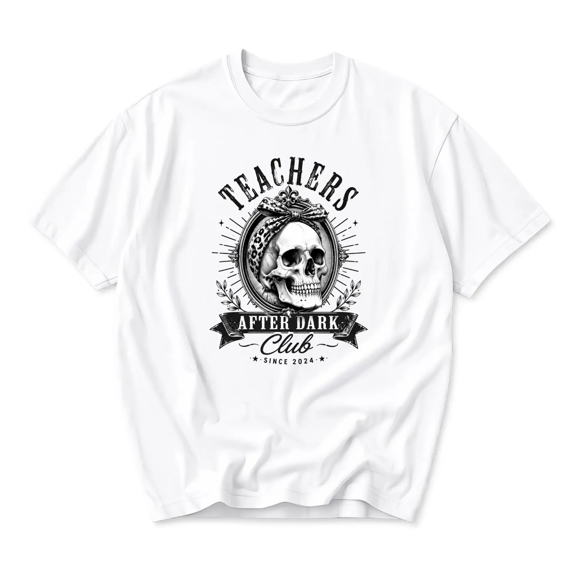 Graphic Tee Teachers After Dark Club Skull Print Unisex Crew Neck Shirt for Everyday Casual Comfort and Style