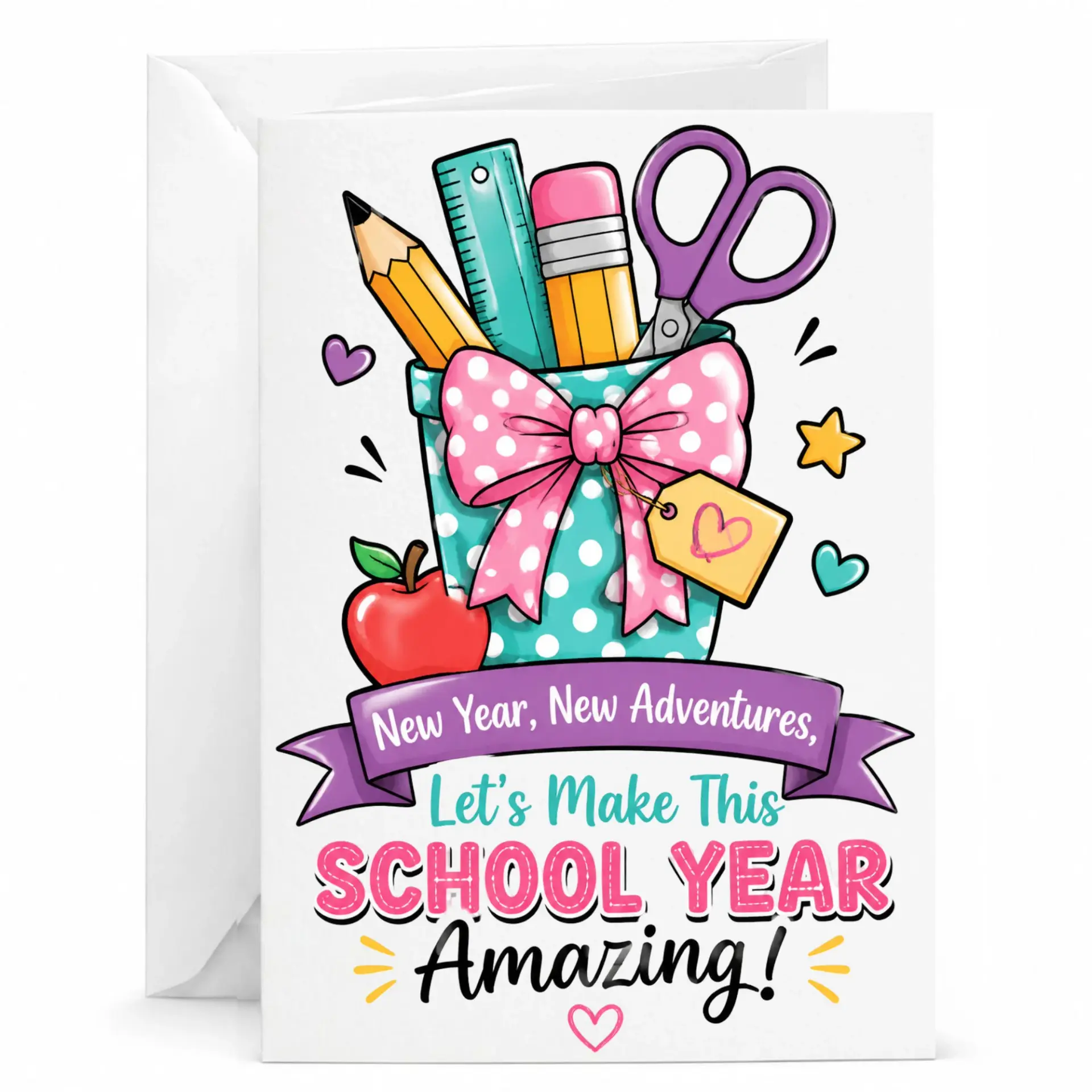 Greeting Card New Year Let's Make This School Encouragement Stationery 5x7 Folded