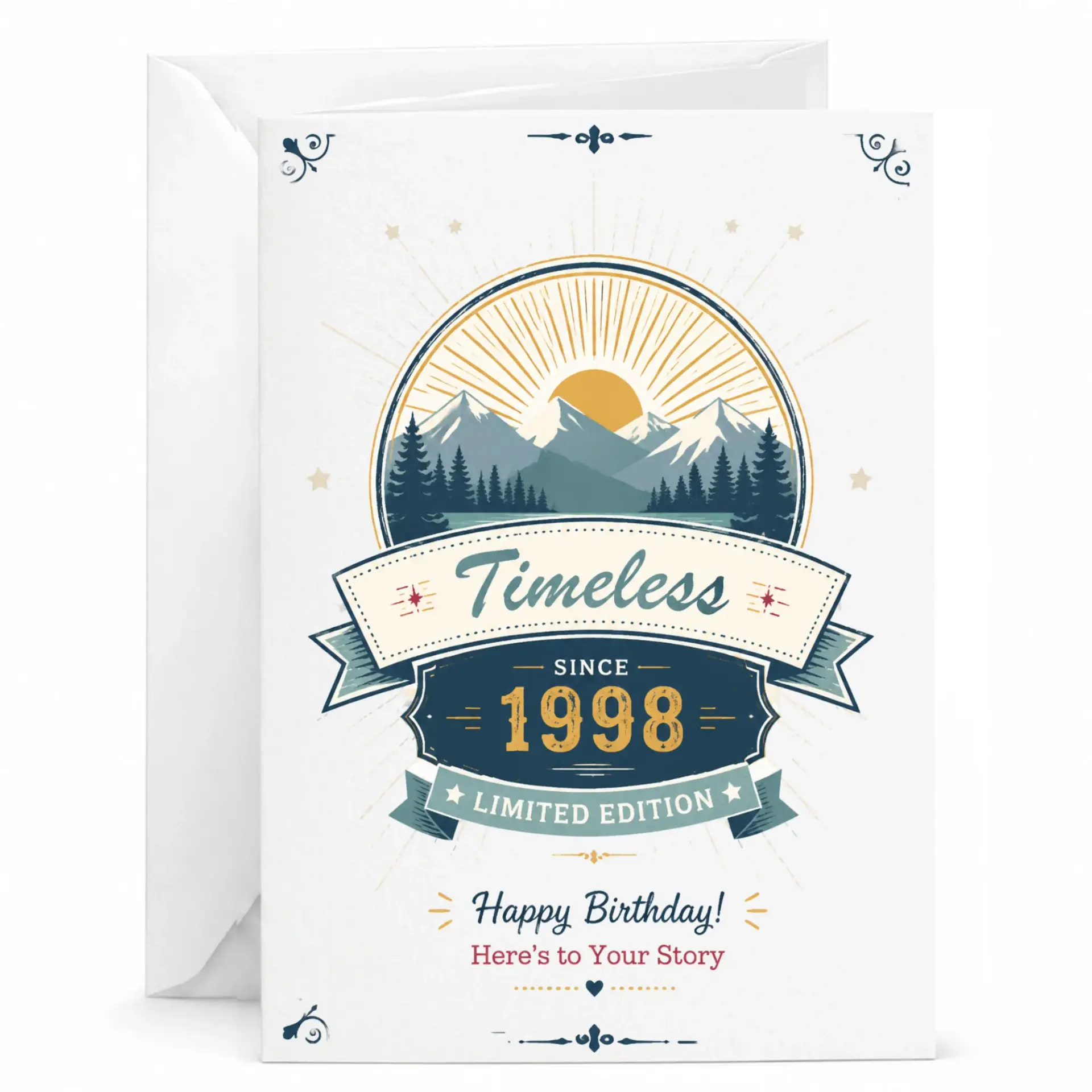 Birthday Card for 1998 Vintage Year Milestone Celebration Timeless Limited Edition Nature Themed Greeting Card