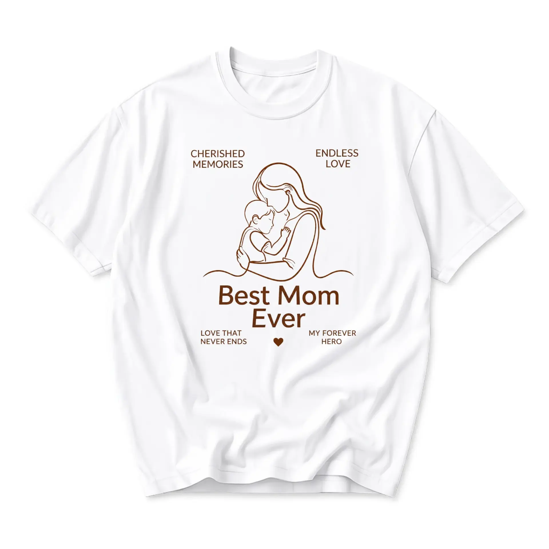 T-shirt Graphic Tee Best Mom Ever Line Art Design Unisex Crew Neck Apparel for Casual Wear and Thoughtful Gifts