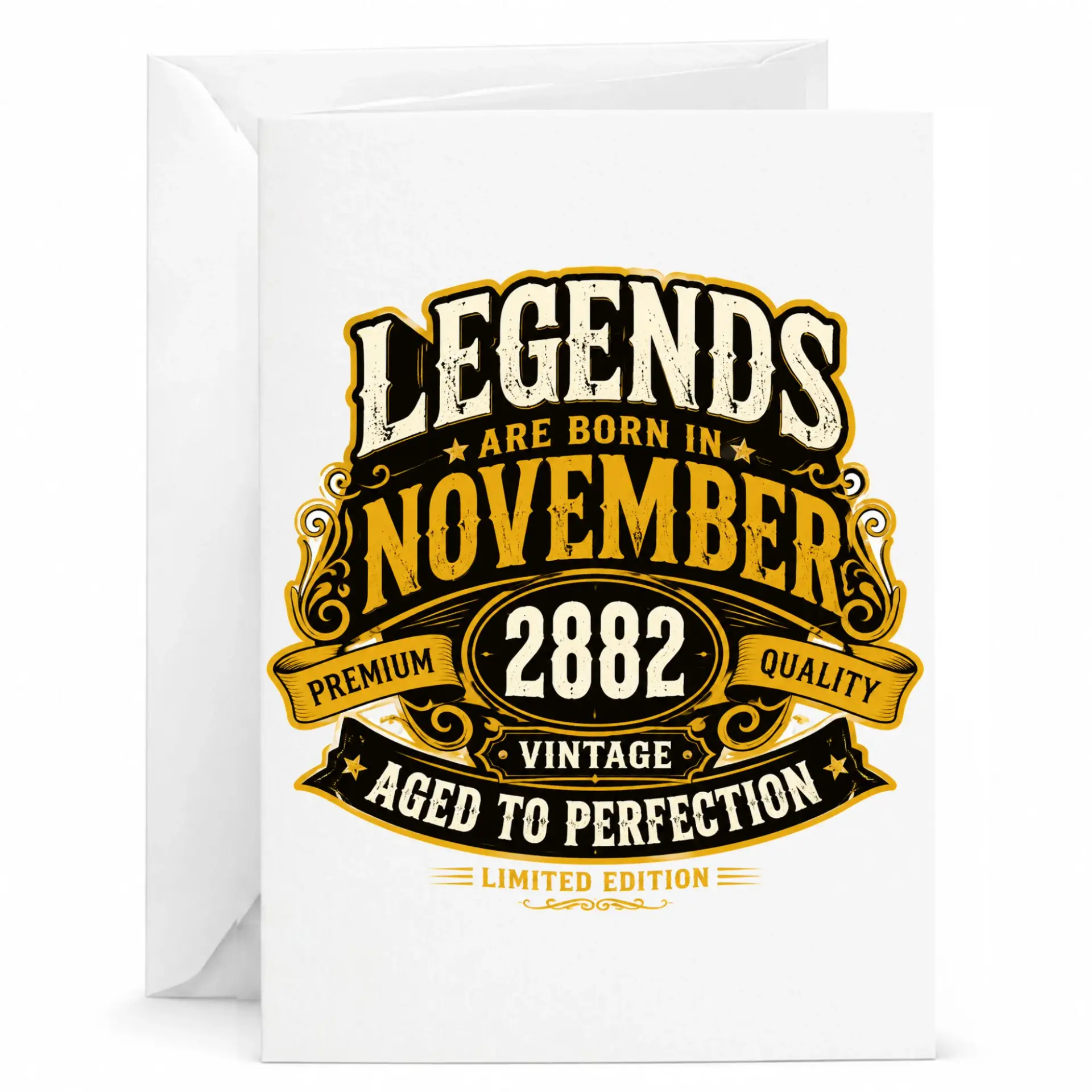 Birthday Card Legends Are Born in November 2882 Vintage Style Greeting Card for Special Milestone Celebrations