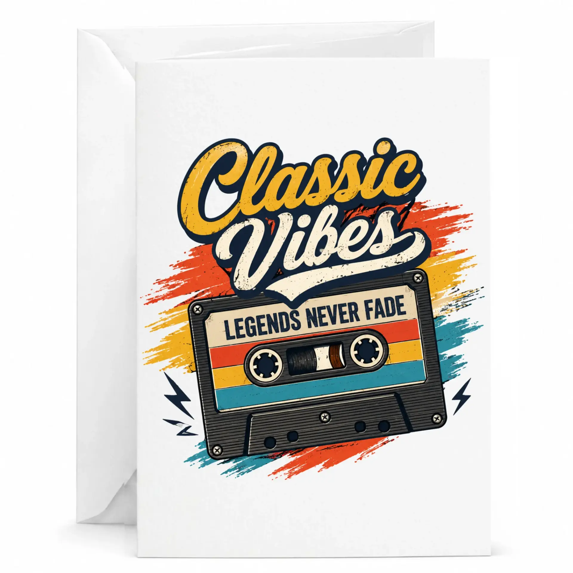 Greeting Card Classic Vibes Retro Cassette Tape Design for Music Lovers and Nostalgia Enthusiasts Birthday Note