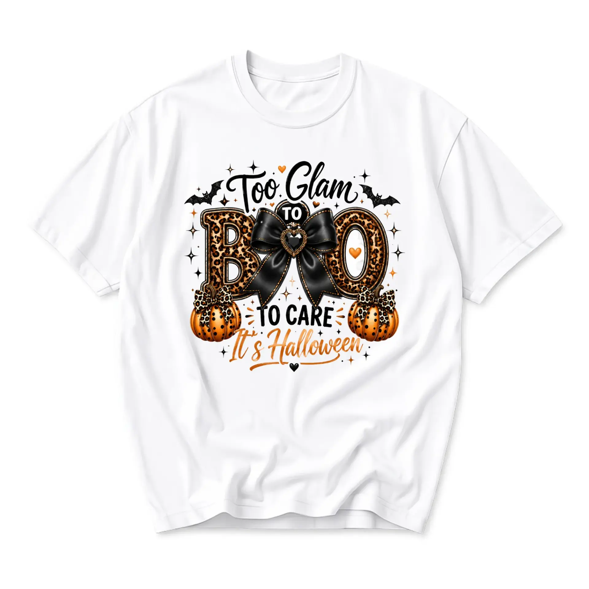 Graphic Tee Too Glam to Boo to Care Halloween T-Shirt Unisex Crew Neck Holiday Outfit Fall Season Apparel