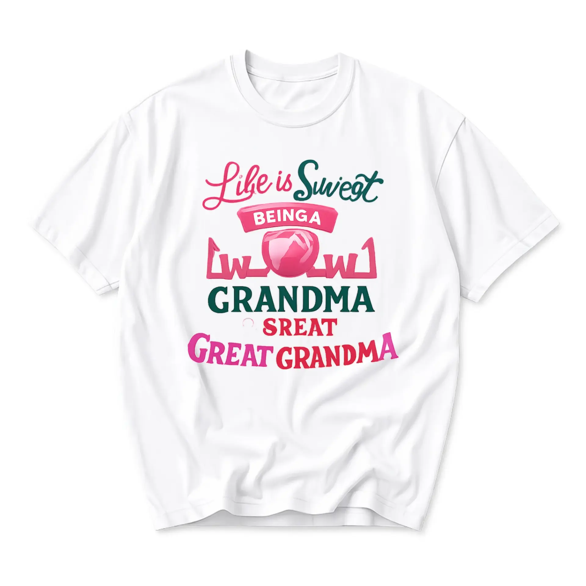 Funny Shirt Life Is Sweet Being a Grandma Great Graphic Tee Casual Short Sleeve Unisex Cotton Blend Crew Neck Top