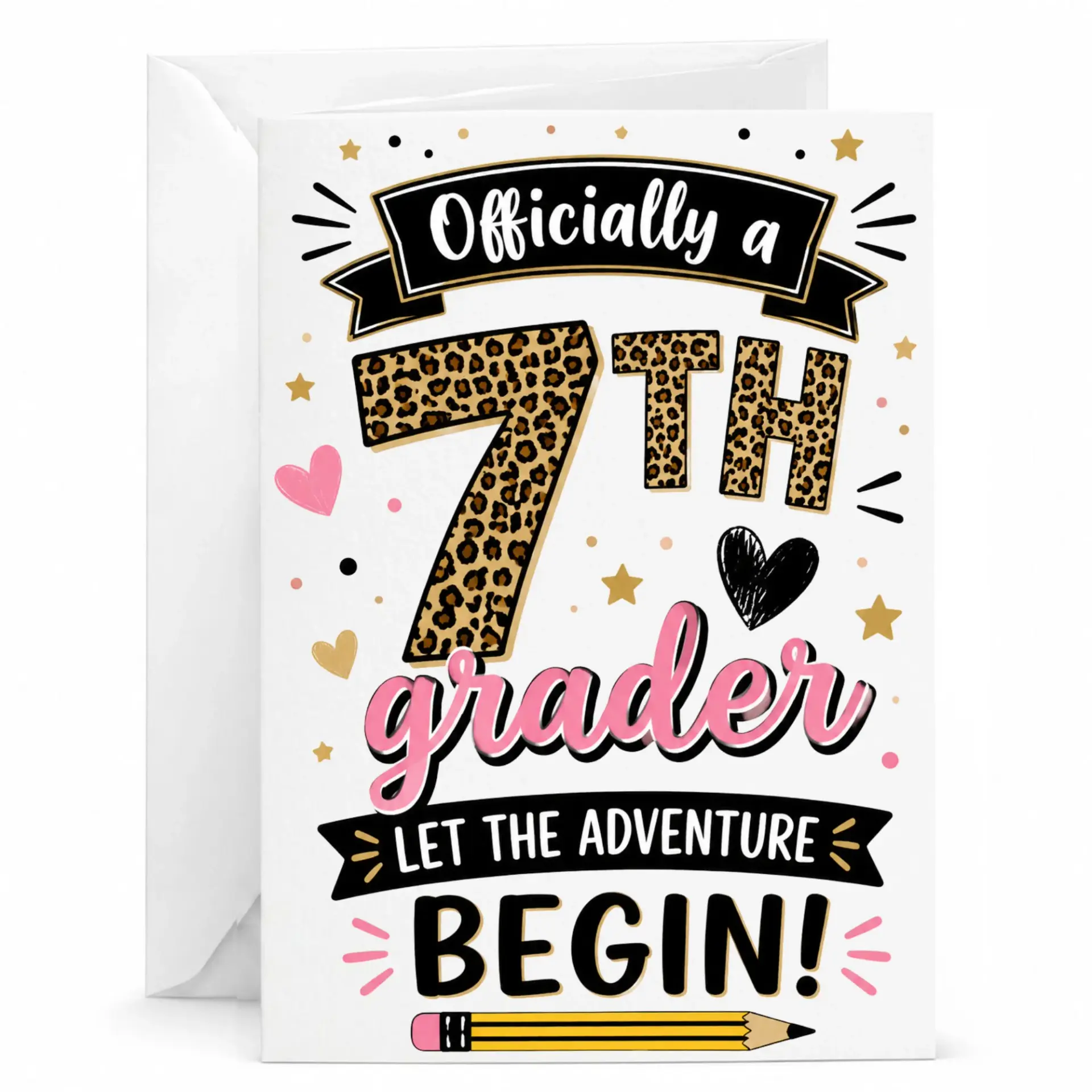Birthday Card Officially a 7th Grader Let the Adventure Begin School Theme Greeting for Milestone