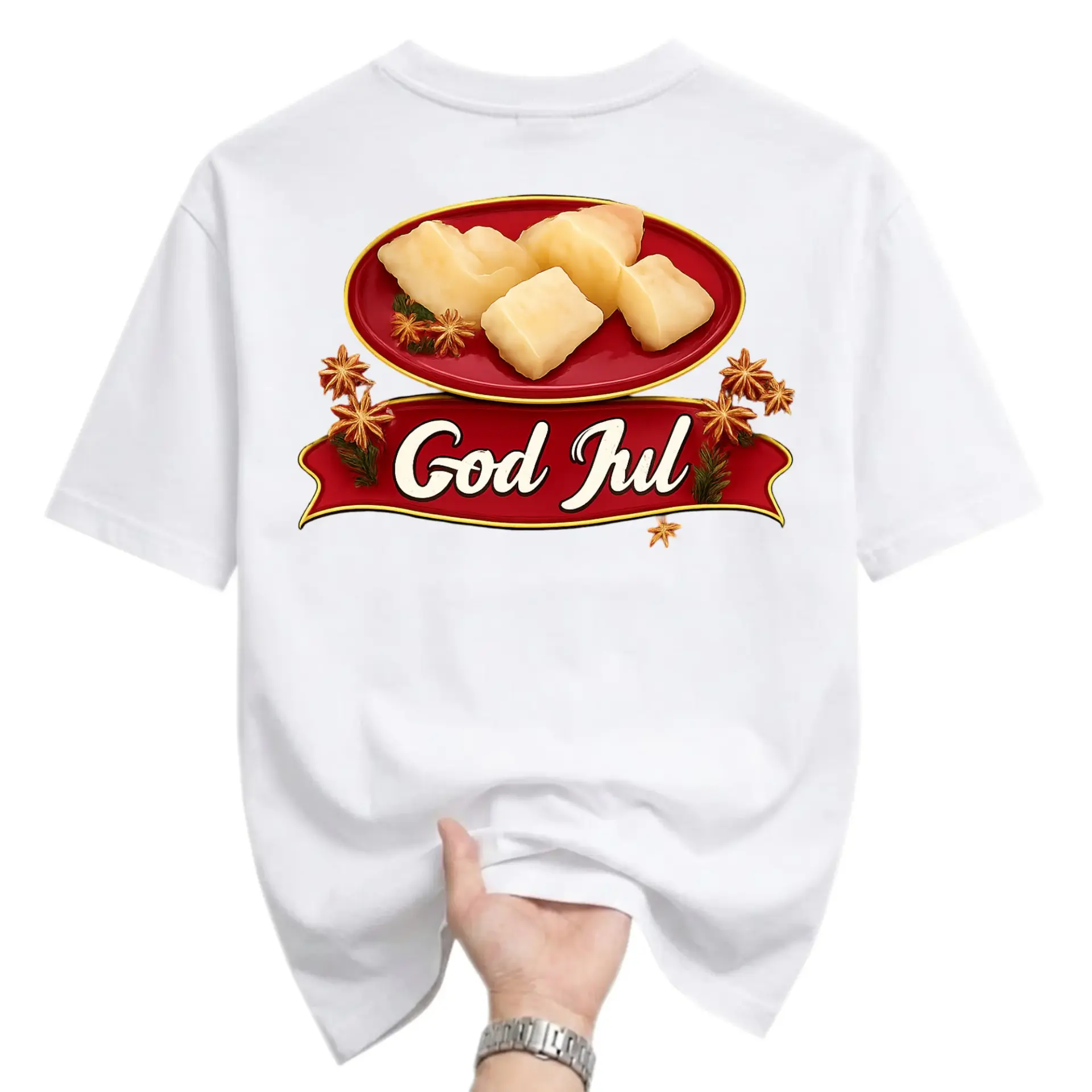 T-shirt God Jul Graphic Tee Scandinavian Christmas Food Illustration