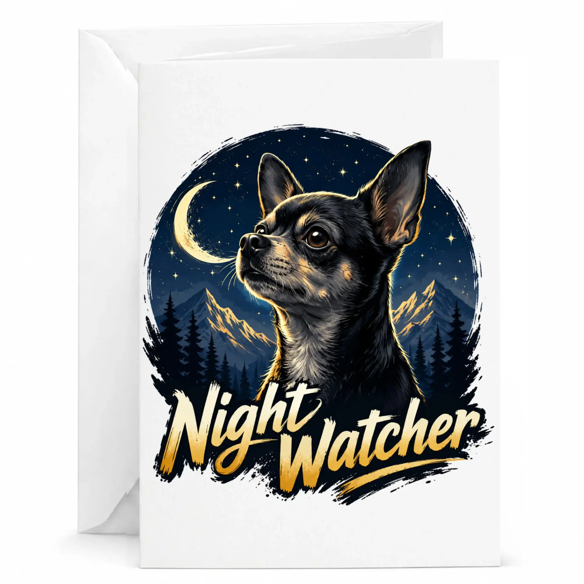 Greeting Card Watcher Chihuahua Dog Art Illustration for Lovers and Pet Owners Premium Stationery Note