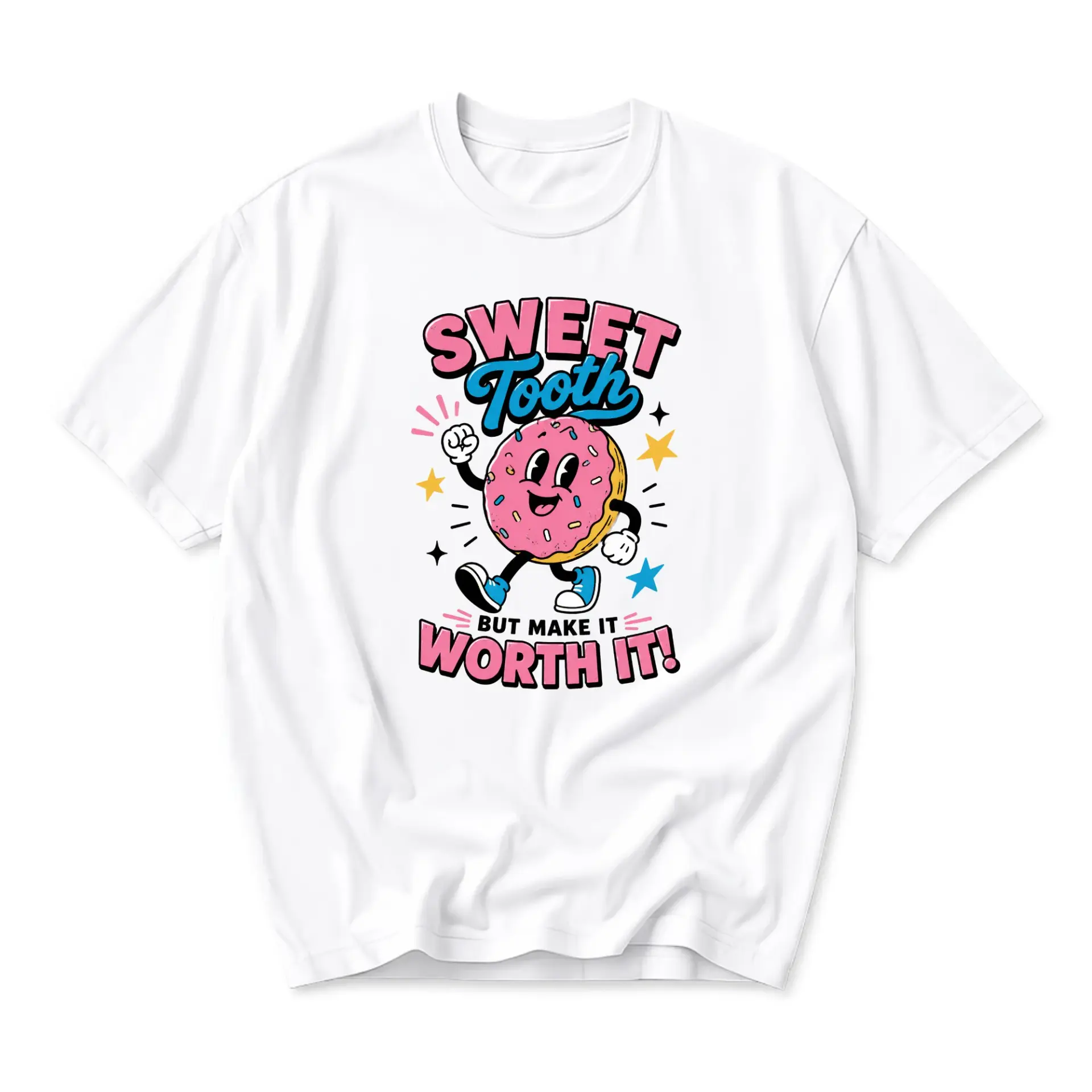 Graphic Tee Sweet Tooth but Make It Worth It Casual Unisex Crew Neck Shirt Food Inspired Graphic Print Top