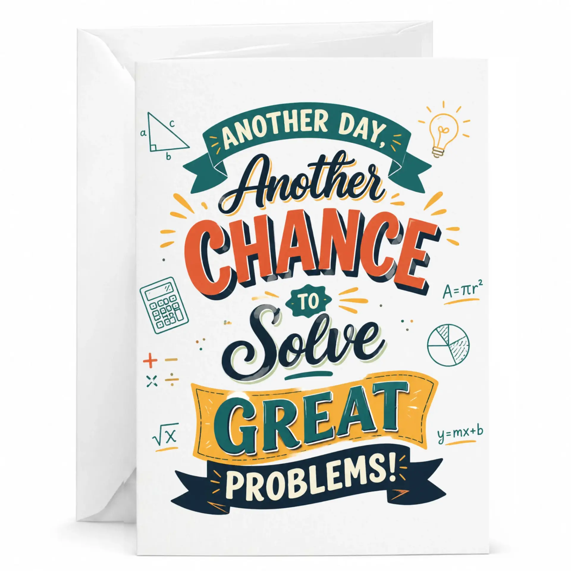 Funny Math Greeting Card Another to Great Problems for Teachers and Scientists Encouragement Note