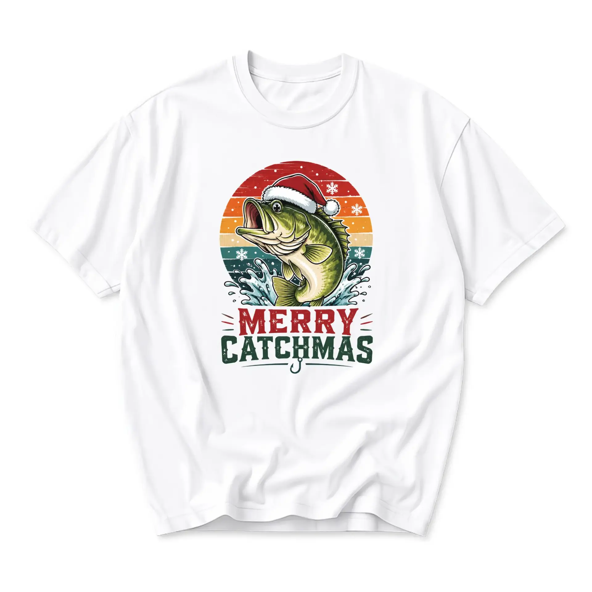 Funny Shirt Merry Catchmas Fishing Graphic Tee Holiday Fish Lover Unisex