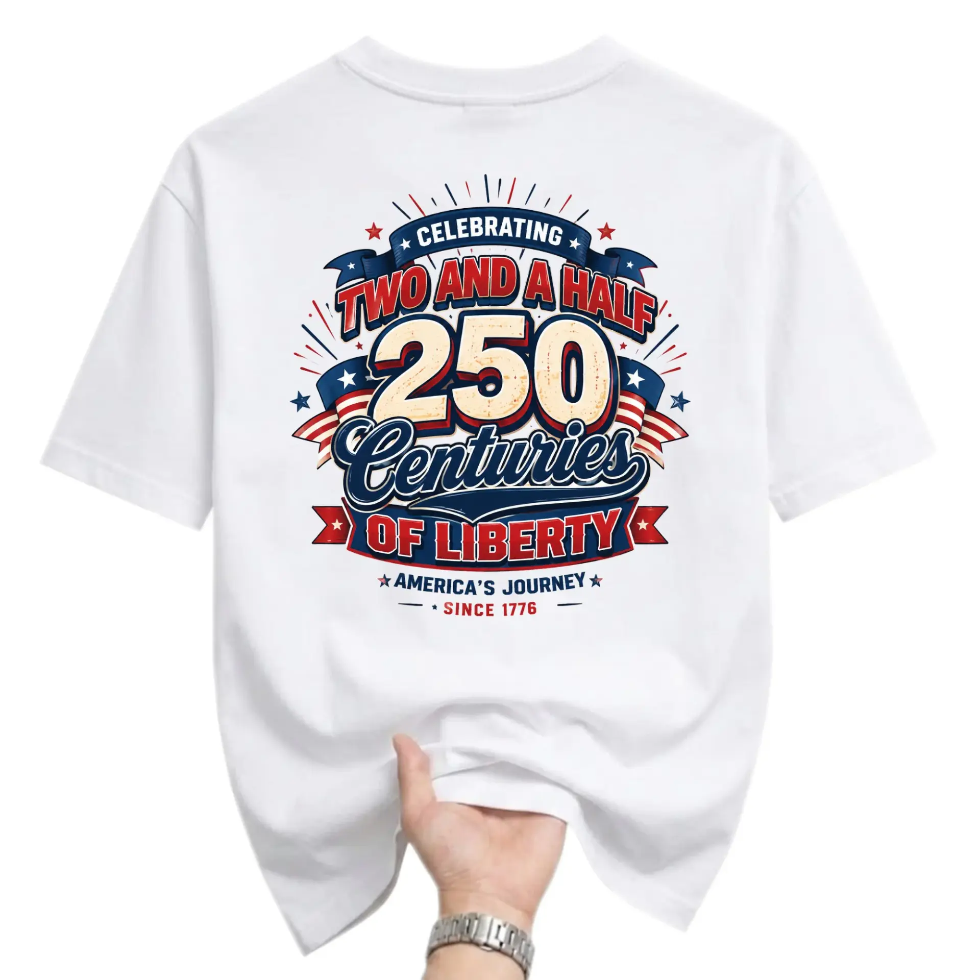 T-shirt Celebrating 250 Centuries of Liberty Graphic Tee America Journey Since 1776 Patriotic Unisex Crew Neck Apparel