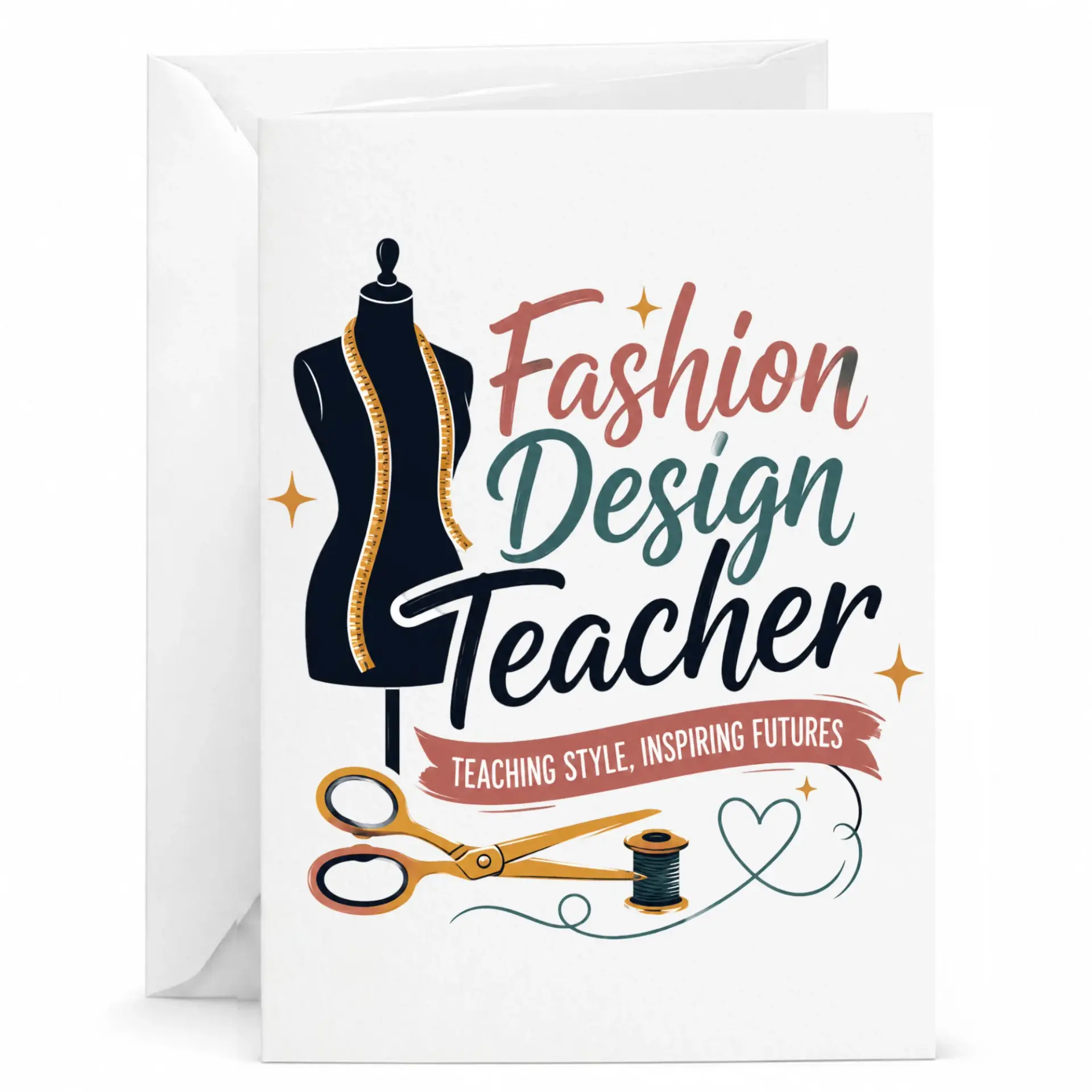 Fashion Design Teacher Greeting Card with Envelope Professional Sewing and Tailoring Art for Creative Educators