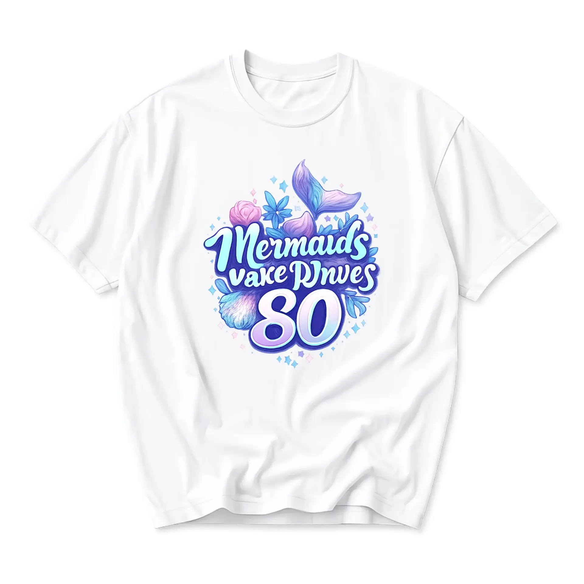 Graphic Tee Mermaid Themed Birthday Apparel Unisex Crew Neck Short Sleeve Shirt for Casual Everyday Fashion Wear