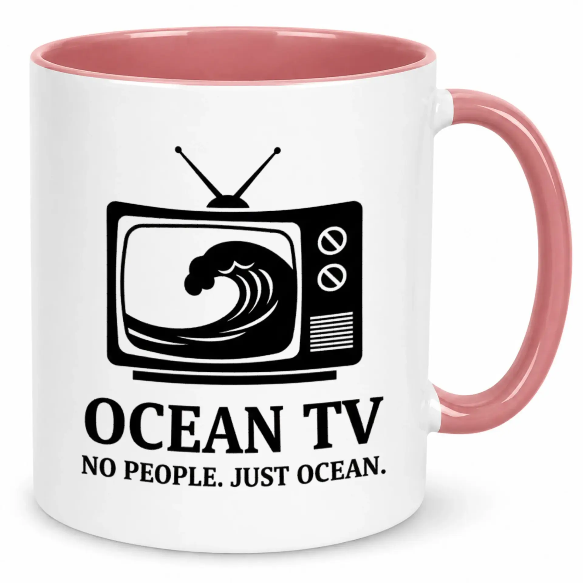 Funny Ocean Tv Retro Aesthetic Ceramic Coffee Mug with Design Unique Sea Lover Gift for Home Kitchen or Office Desk 11oz or 15oz