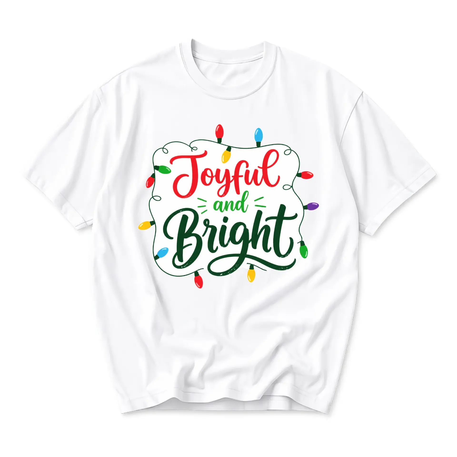 Graphic Tee Joyful and Bright Holiday Christmas Lights Design Unisex Short