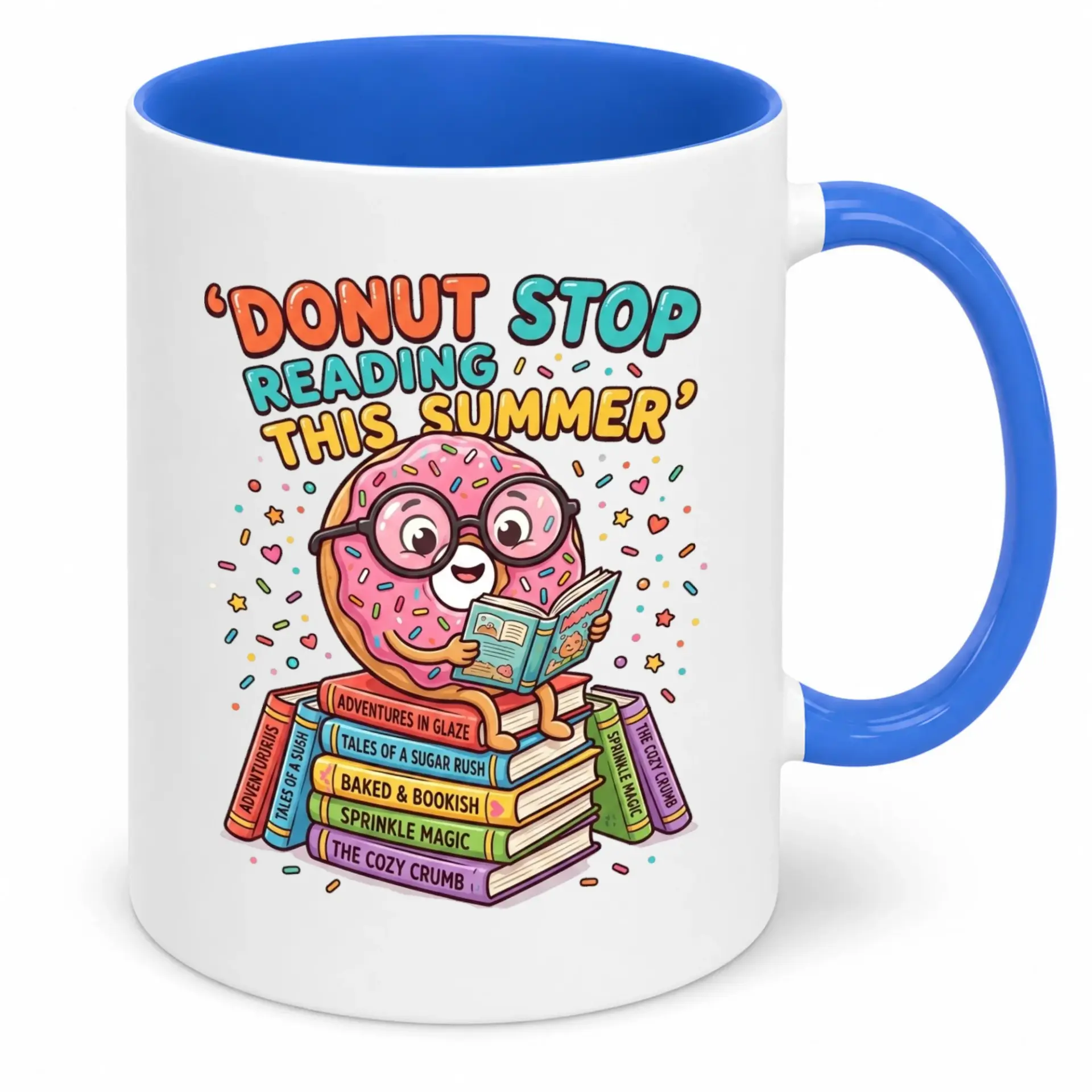 Funny Donut Book Lover Ceramic Coffee Mug - "donut Stop Reading This Summer" Glazed Reader Pun Novelty Drinkware Gift