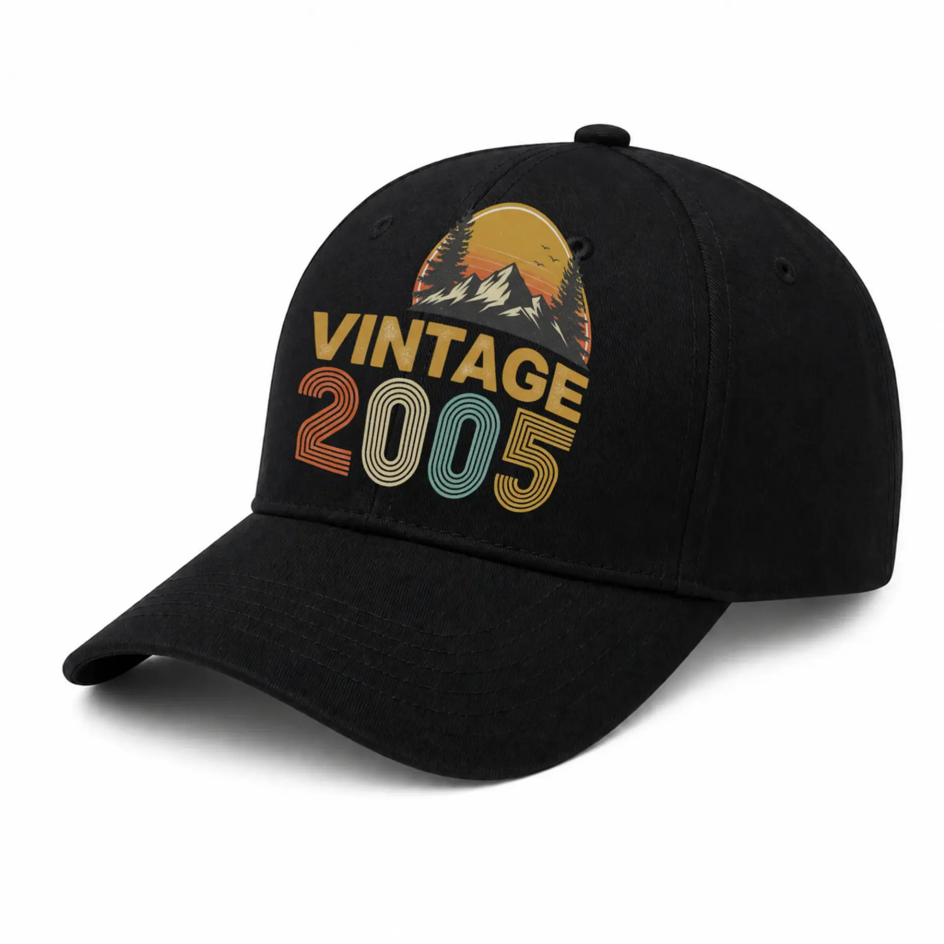 Baseball Cap Vintage 2005 Retro Mountain Sunset Graphic Dad Hat