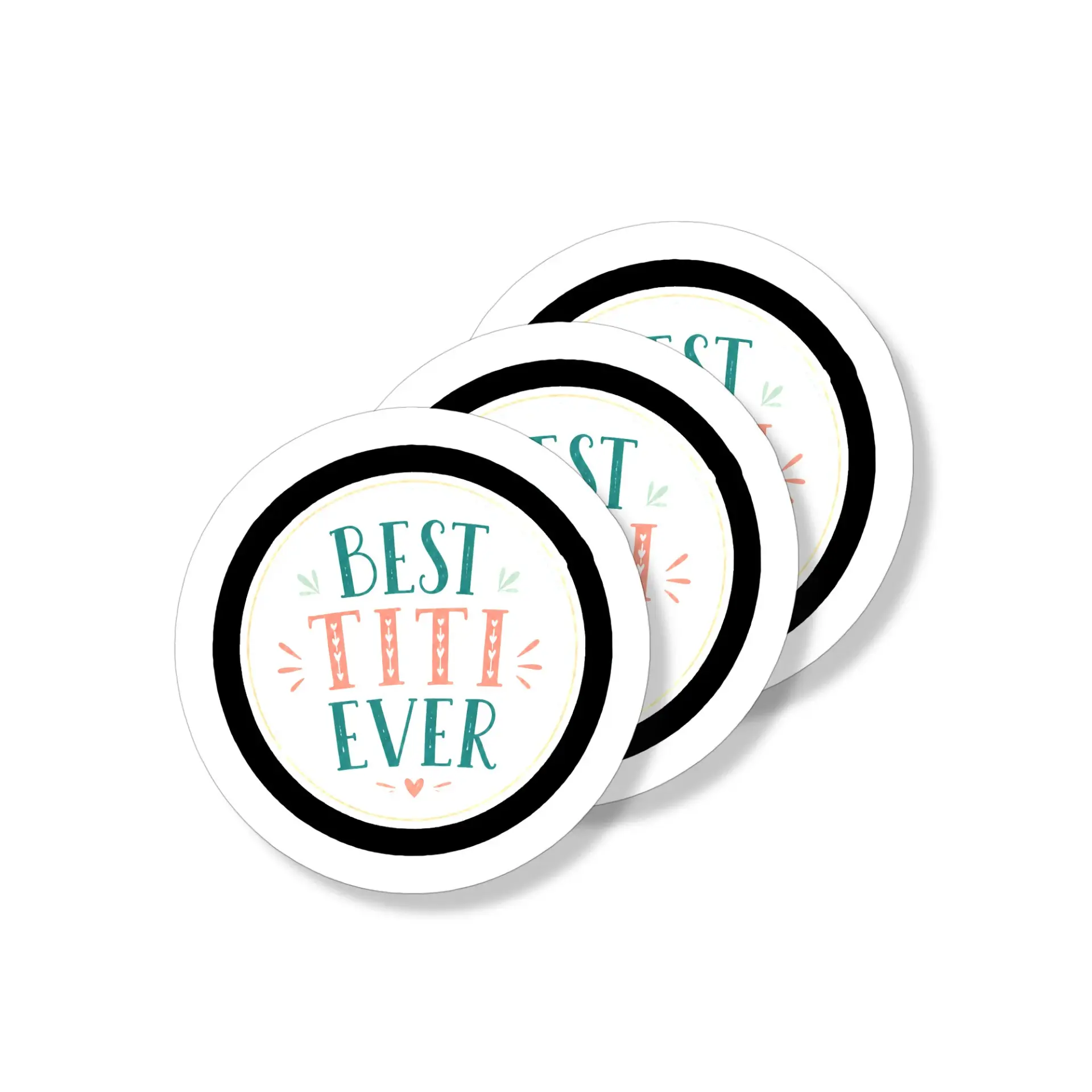 Vinyl Sticker Pack Best Titi Ever Round Decals Set for Water Bottles Laptops and Personal Gear Set of 3 Adhesive Labels