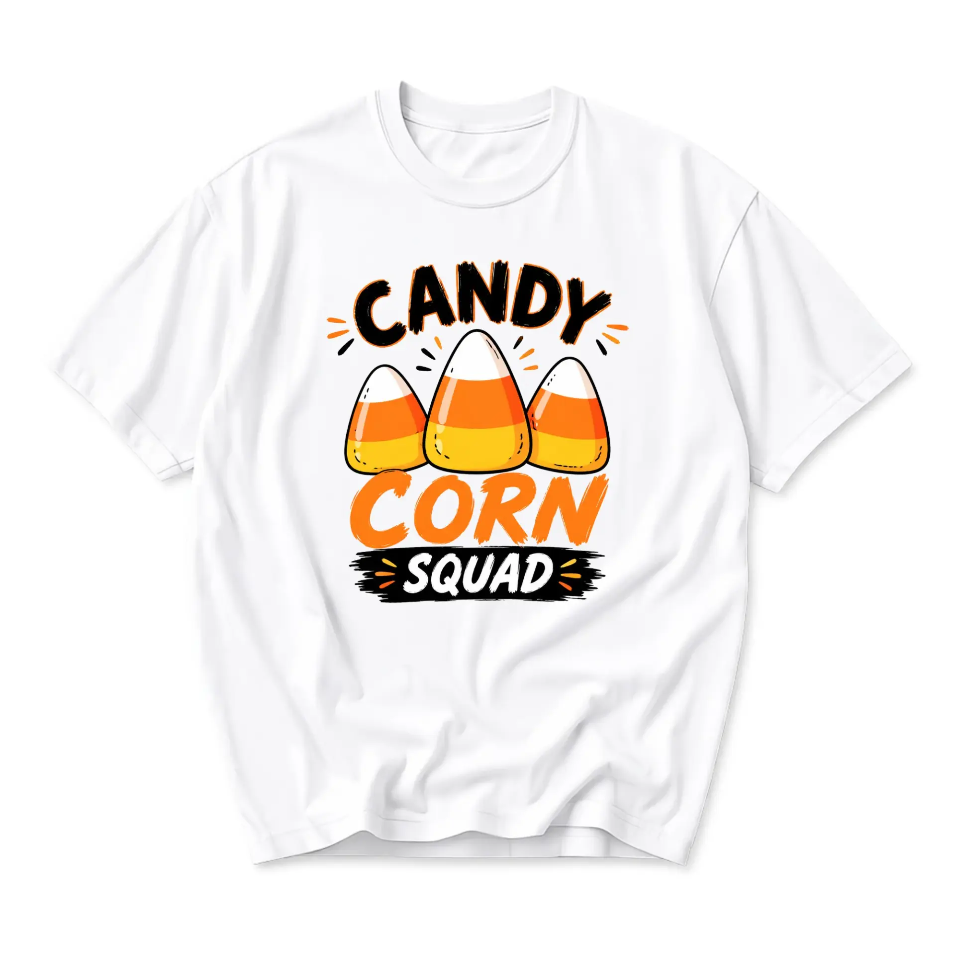 Funny Shirt Candy Corn Squad Halloween Graphic Tee Unisex Casual Apparel for Autumn Seasonal Festive Holiday Wear