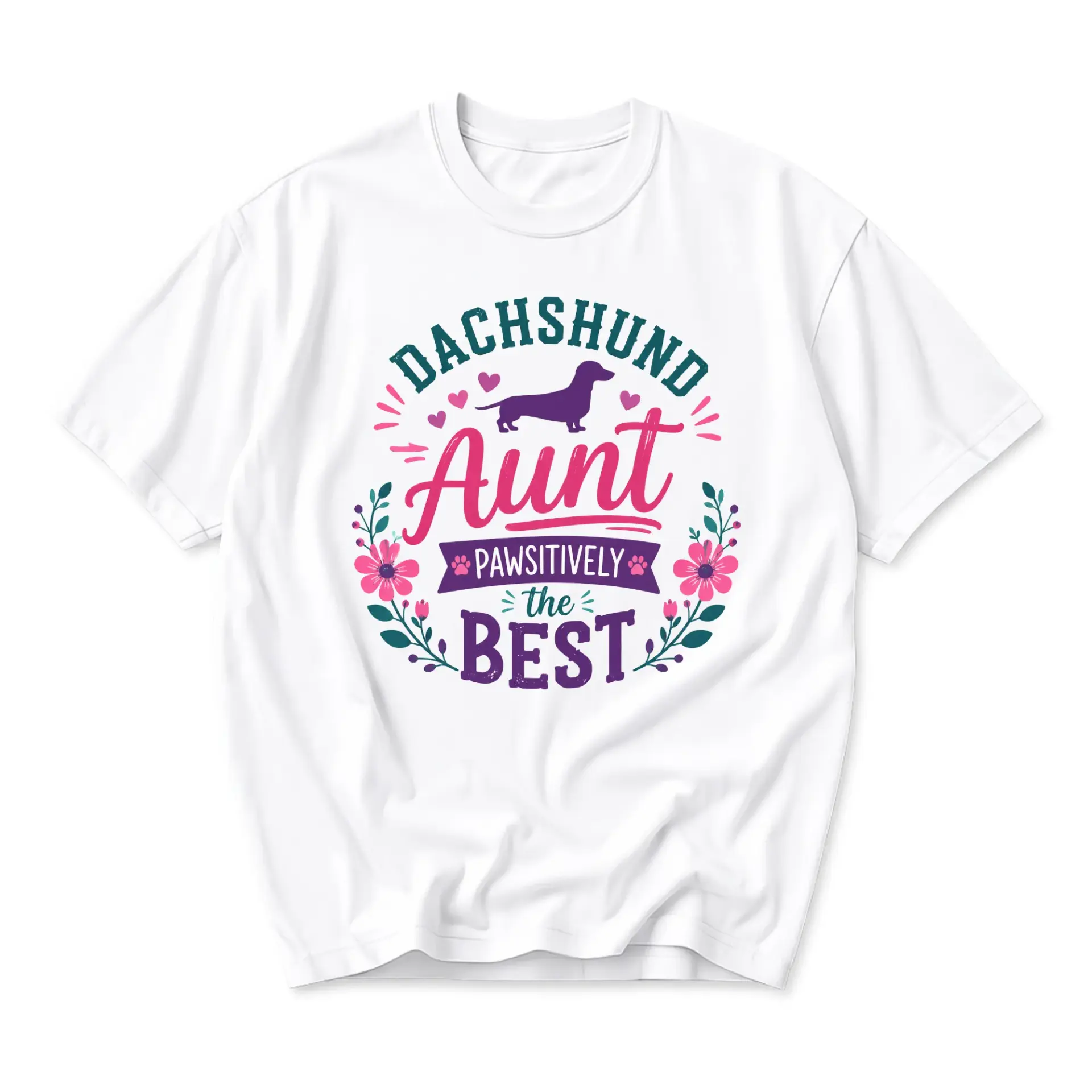 Graphic Tee Dachshund Aunt Pawsitively the Best Shirt Unisex Crew Neck Apparel for Dog Lovers Casual Soft Cotton Top