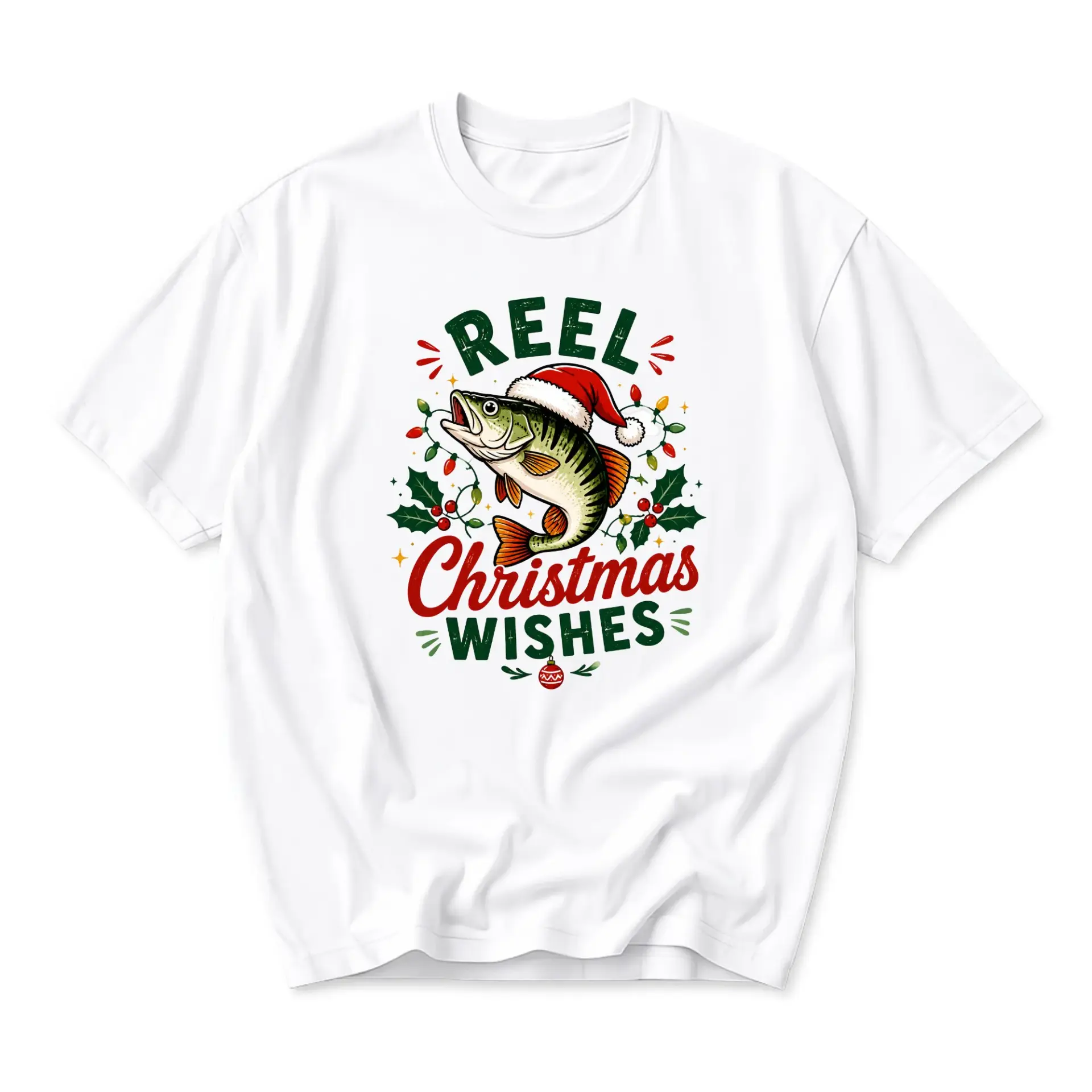 Funny Shirt Reel Christmas Wishes Graphic Tee Fisherman Holiday Gift Unisex