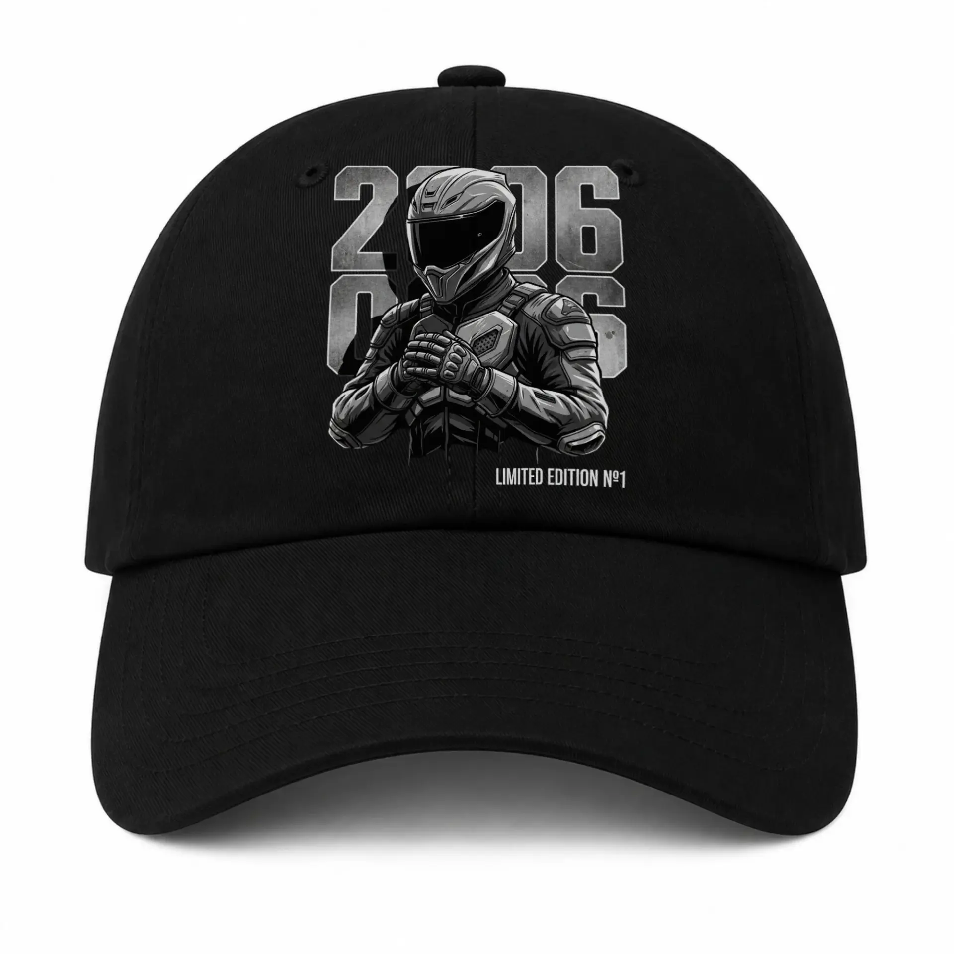 Baseball Cap Motorcycle Rider Graphic Print Structured Cotton Hat