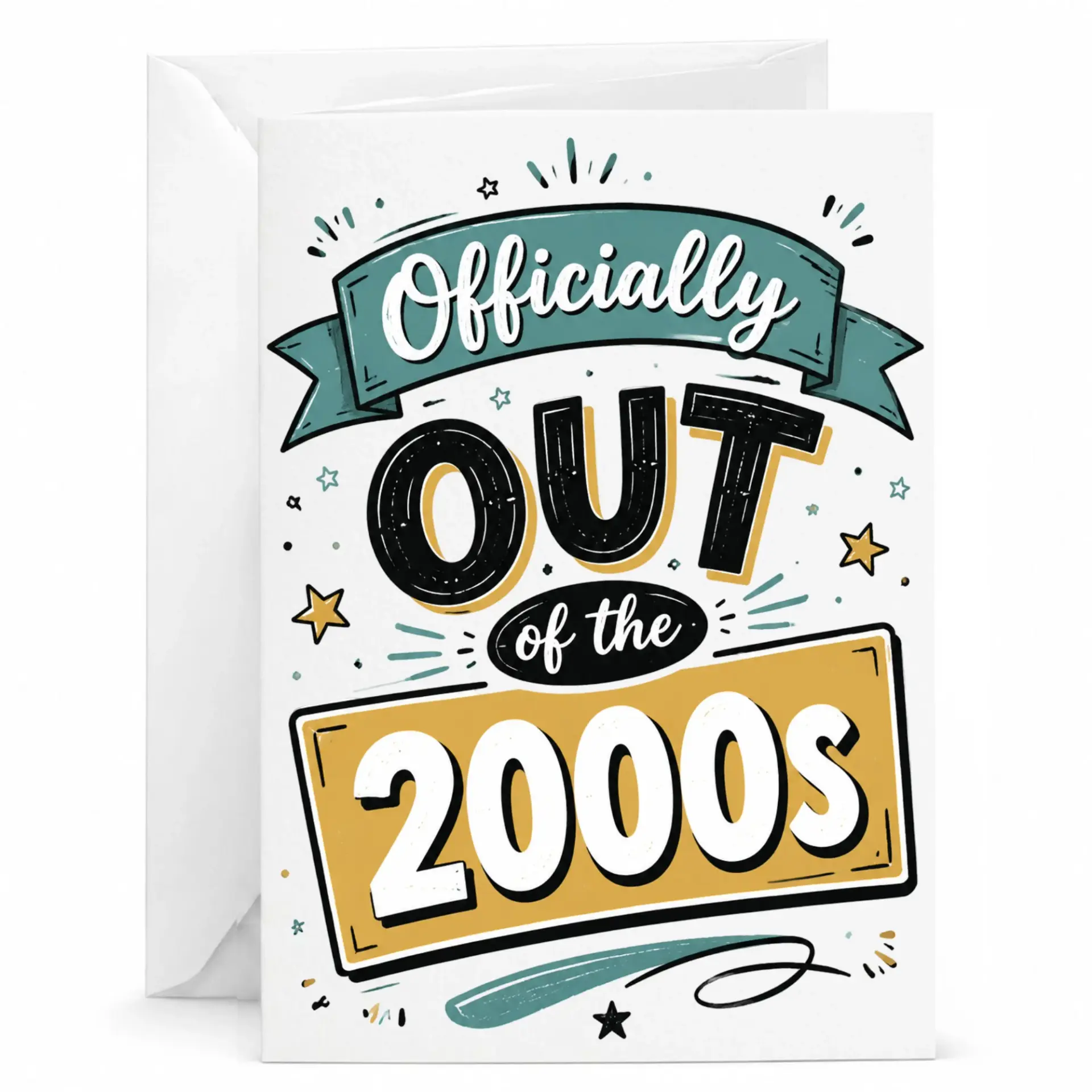 Funny Birthday Card Officially Out of the 2000s Greeting Card for Milestone Birthday Celebration with Matching Envelope