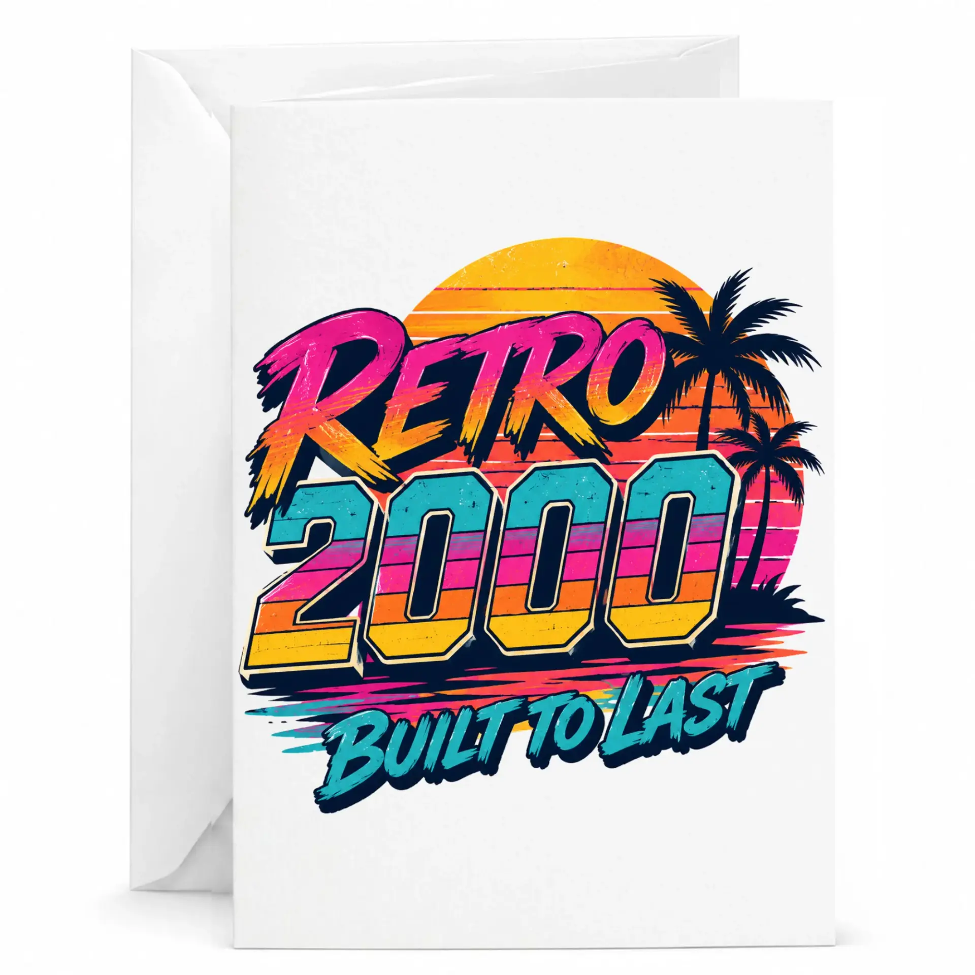 Greeting Card Retro 2000 Built to Last Design Nostalgic Style Stationery for Special Occasions and Personal Messages