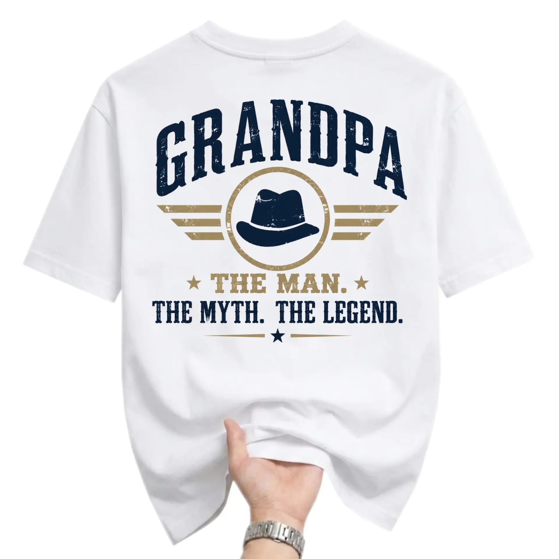 Funny Shirt Grandpa the Man Myth Legend Graphic Tee Casual Crew Neck Unisex