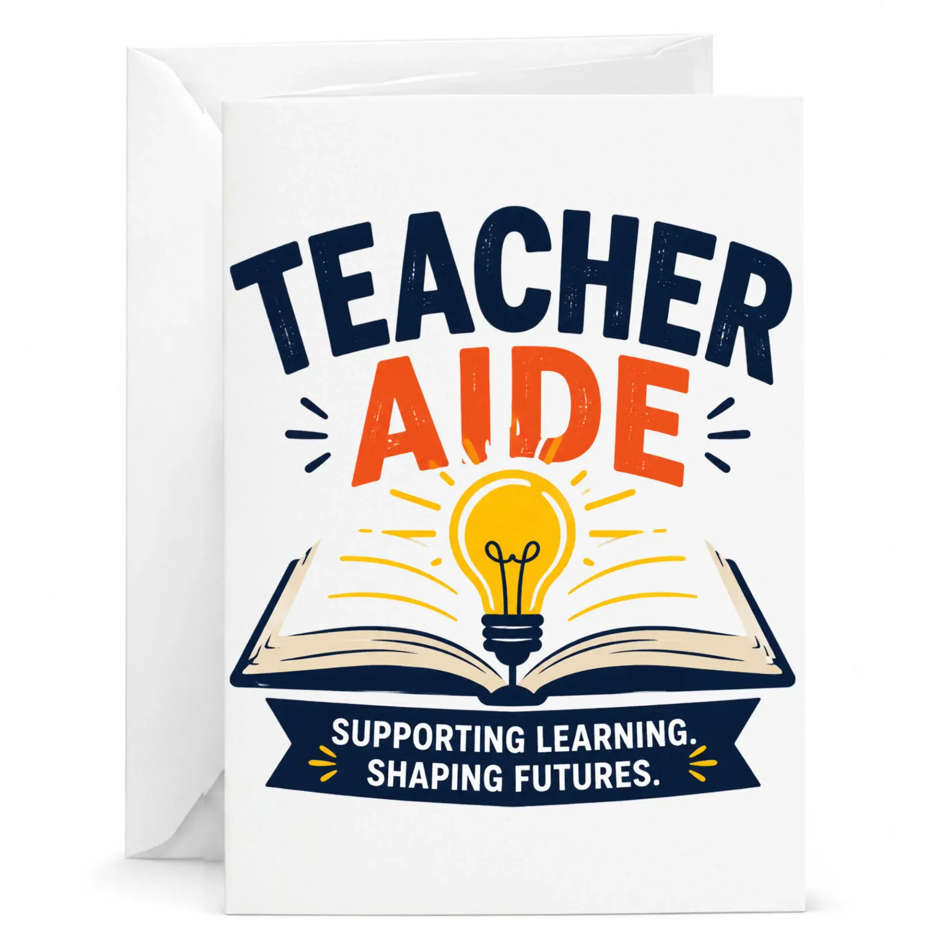 Greeting Card for Teacher Aide Supporting Shaping Appreciation Note with Matching White Envelope