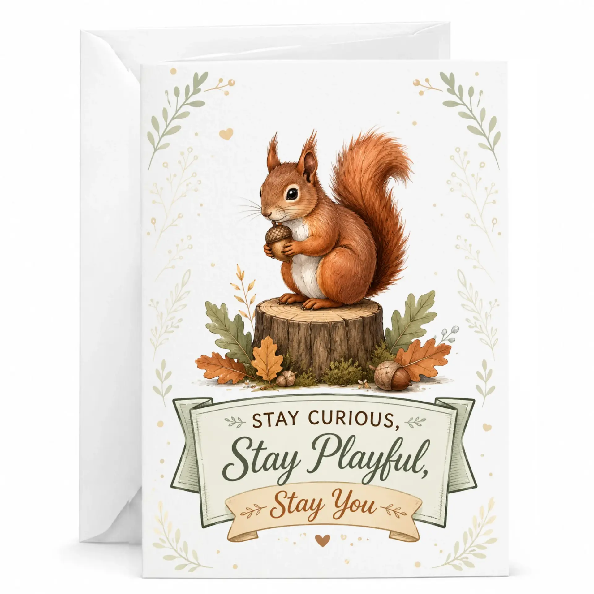Greeting Card with Cute Squirrel Illustration Stay Playful You Inspirational for Any Occasion