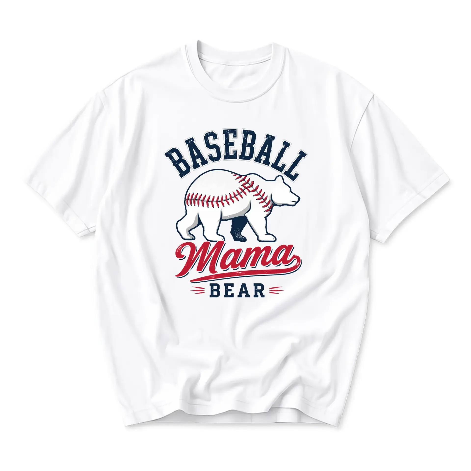 Graphic Tee Baseball Mama Unisex Shirt Sporty Cute Illustration Cotton Crew Neck Casual Top White