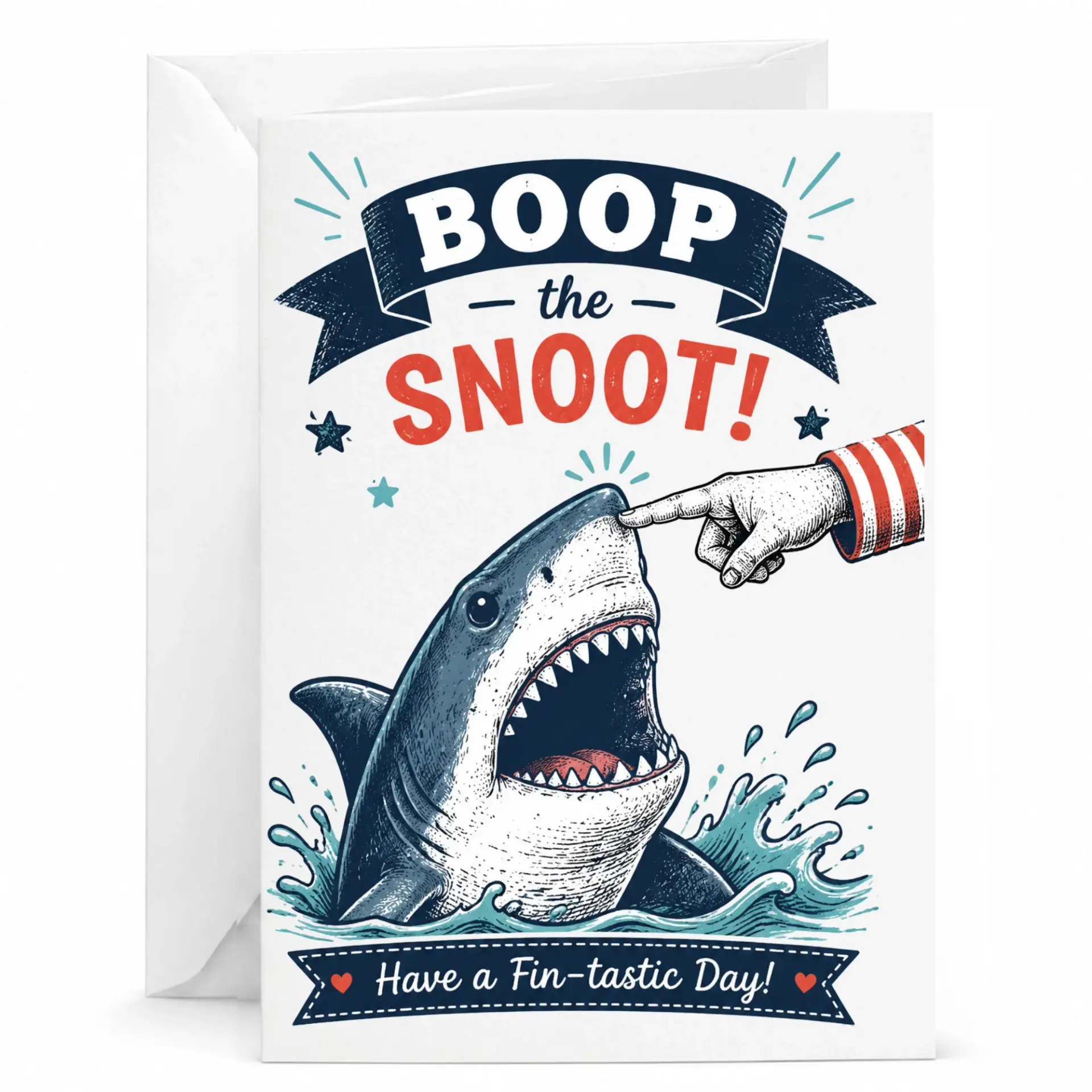Funny Greeting Card Boop the Snoot Shark Design for Birthday Anniversary and Encouragement Occasions