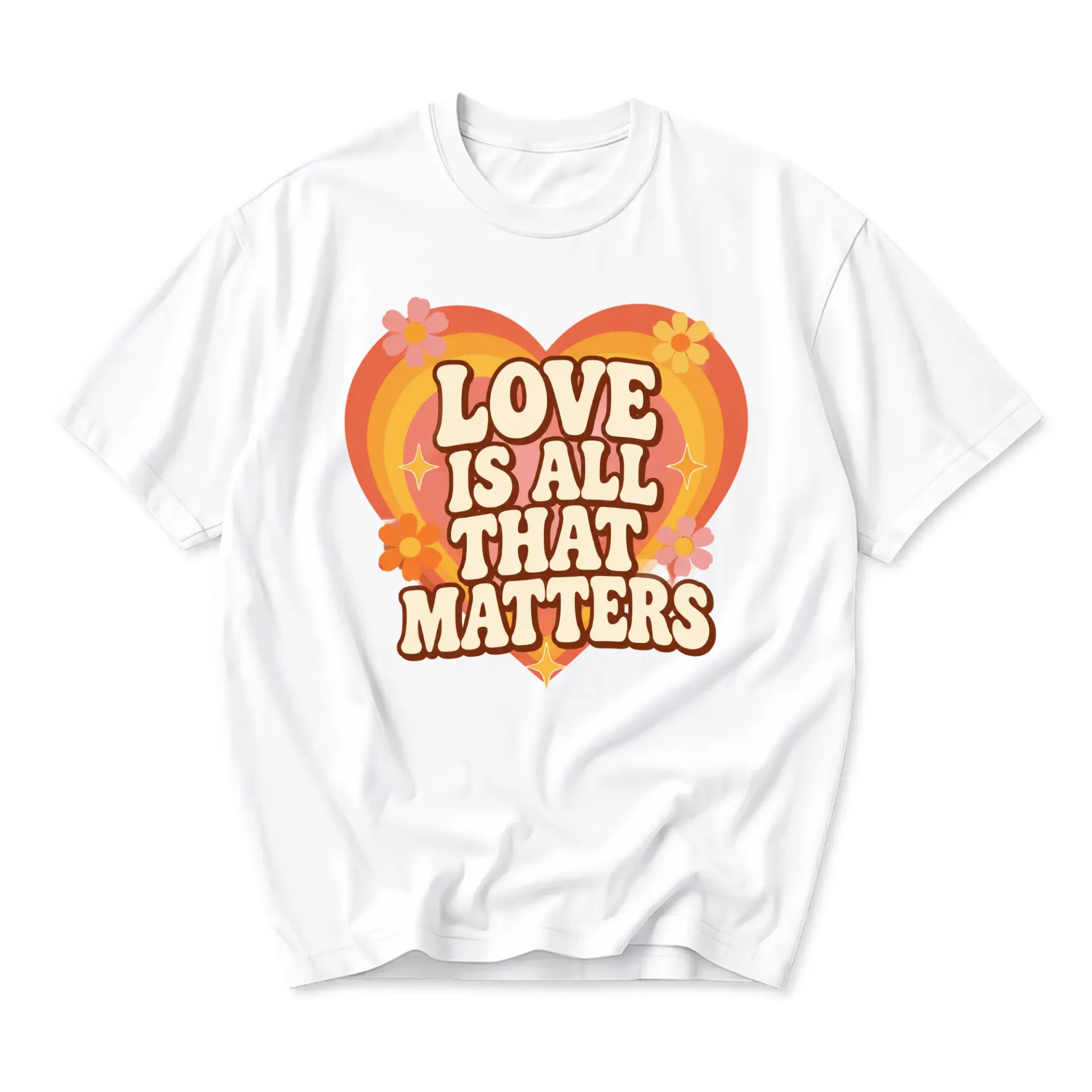 Graphic Tee Love Is All That Matters Retro Aesthetic Inspirational Quote Shirt Unisex Crew Neck Short Sleeve Top