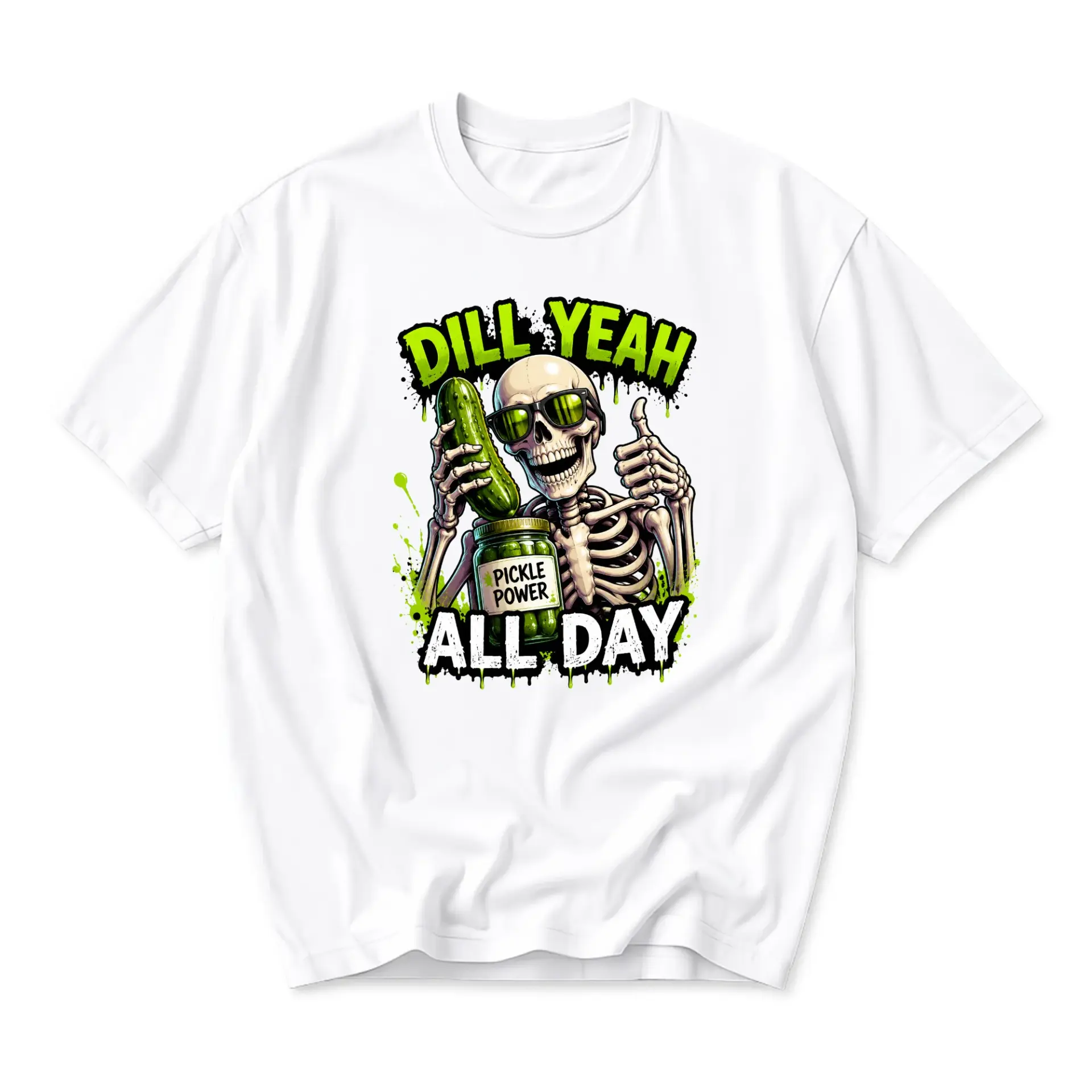 Funny Shirt Dill Yeah All Day Pickle Graphic Tee for Men and Women Casual Crew Neck Cotton Blend Summer Top