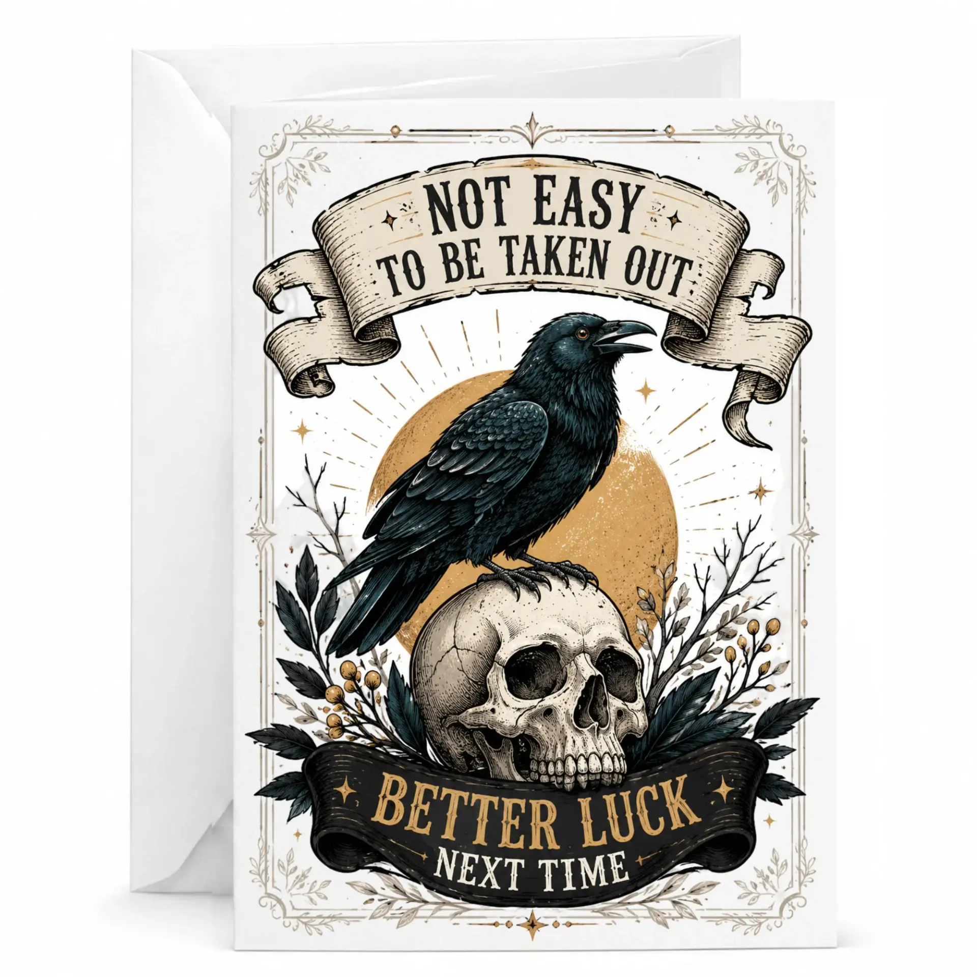 Funny Gothic Greeting Card with Skull Art for Various Occasions