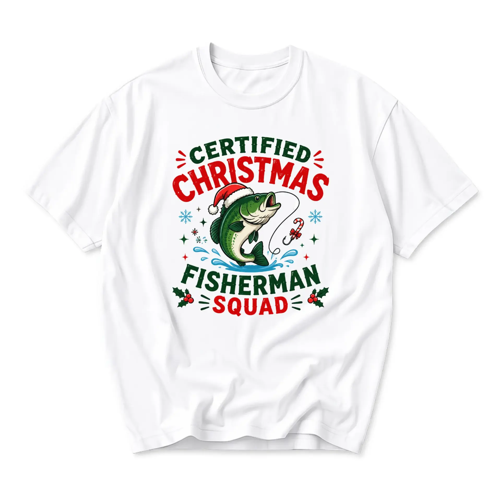 Funny Shirt Certified Christmas Fisherman Squad Graphic Tee Unisex Casual