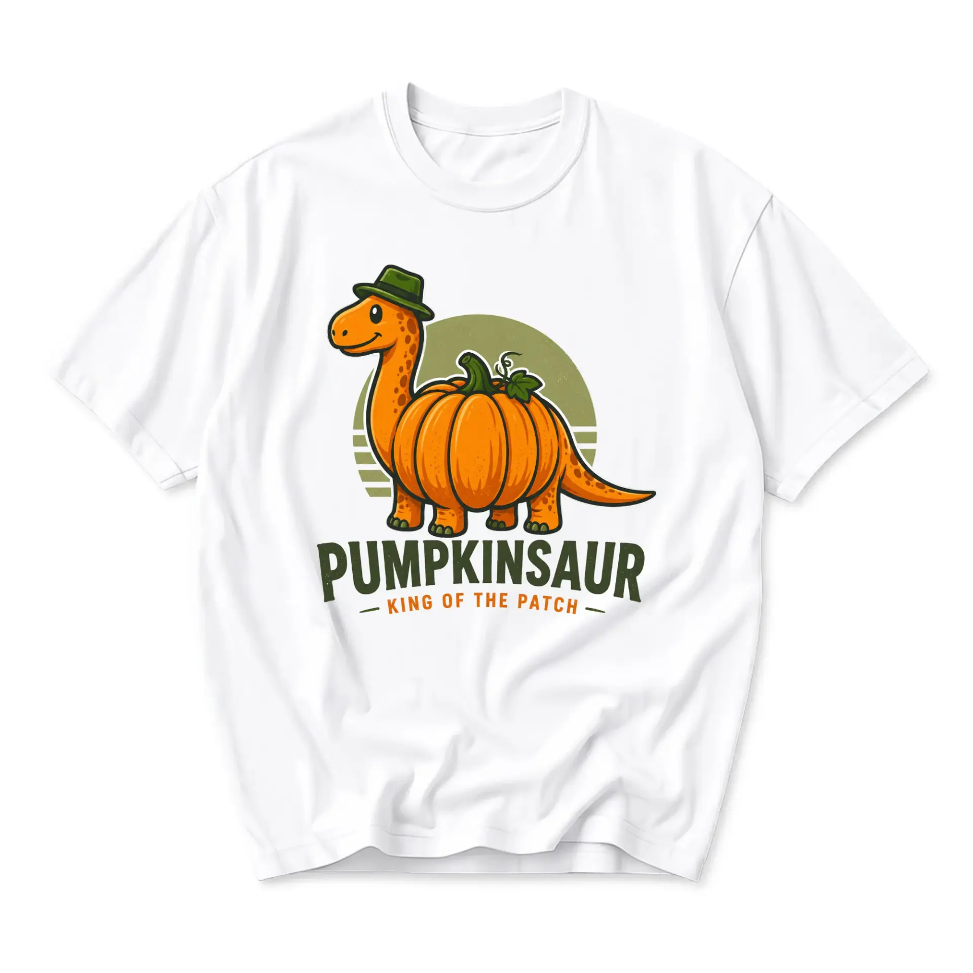 Funny Shirt Unisex Graphic Printed T-Shirt Pumpkinsaur King of the Patch Autumn Fall Season Short Sleeve Crew Neck Top