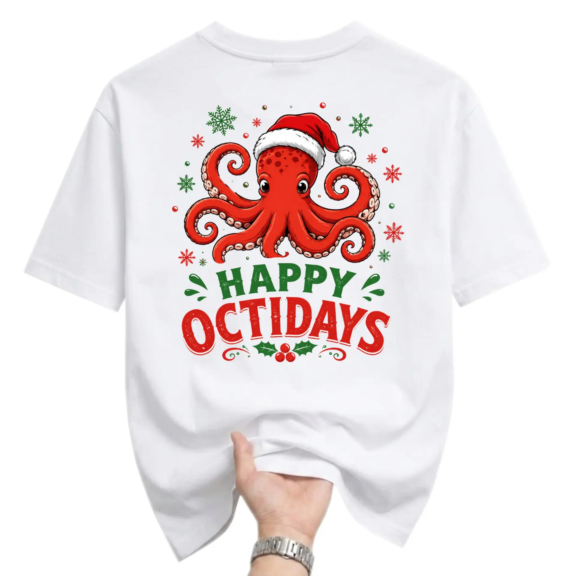 Funny Shirt Happy Octidays Christmas Graphic Tee Unisex Casual Cotton Crew Neck Short Sleeve Holiday Apparel