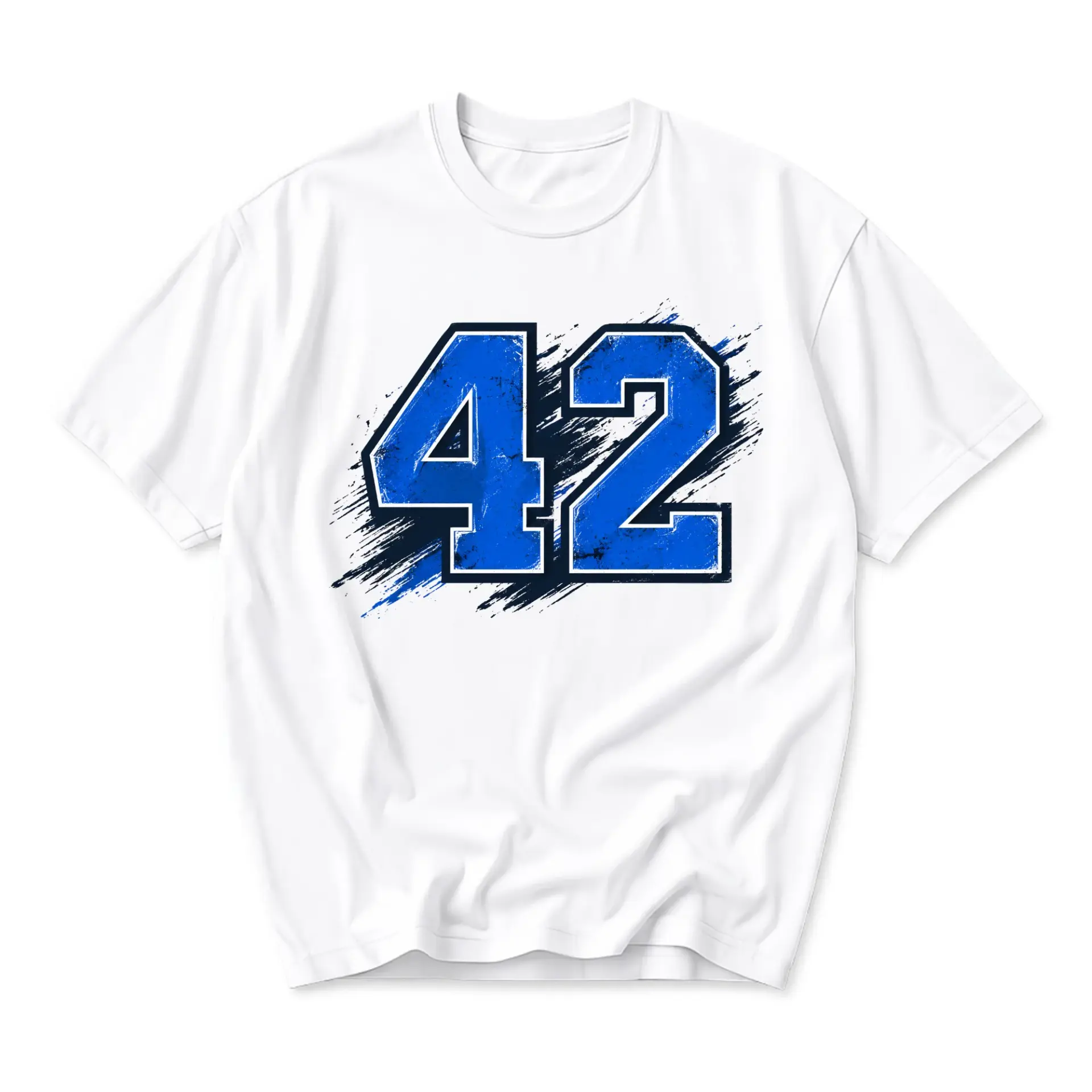 Graphic Tee Number 42 Artistic Brush Stroke Design Unisex Crew Neck Short Sleeve Casual Cotton Blend Shirt