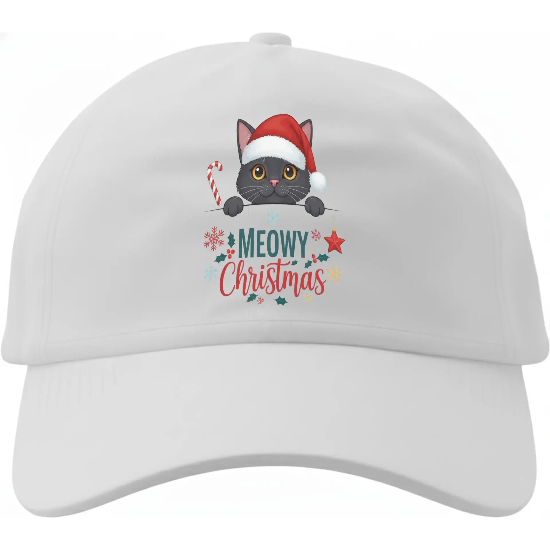 Baseball Cap Meowy Christmas Cute Cat Holiday Graphic Hat for Men and Women Adjustable Cotton Blend Casual Headwear