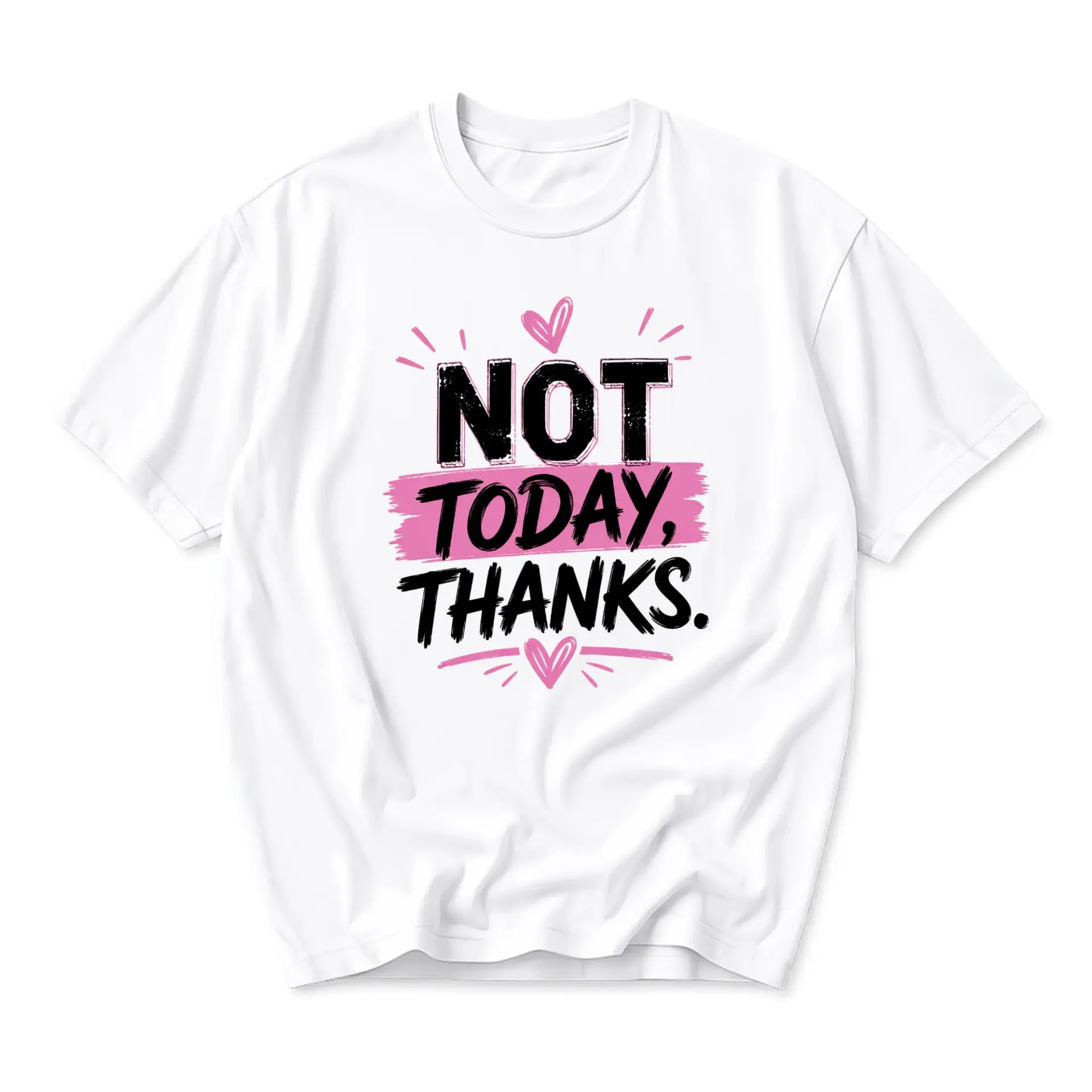 Funny Shirt Not Today Thanks Graphic Tee Casual Unisex Crew Neck Cotton Blend Soft Breathable Everyday Apparel Top