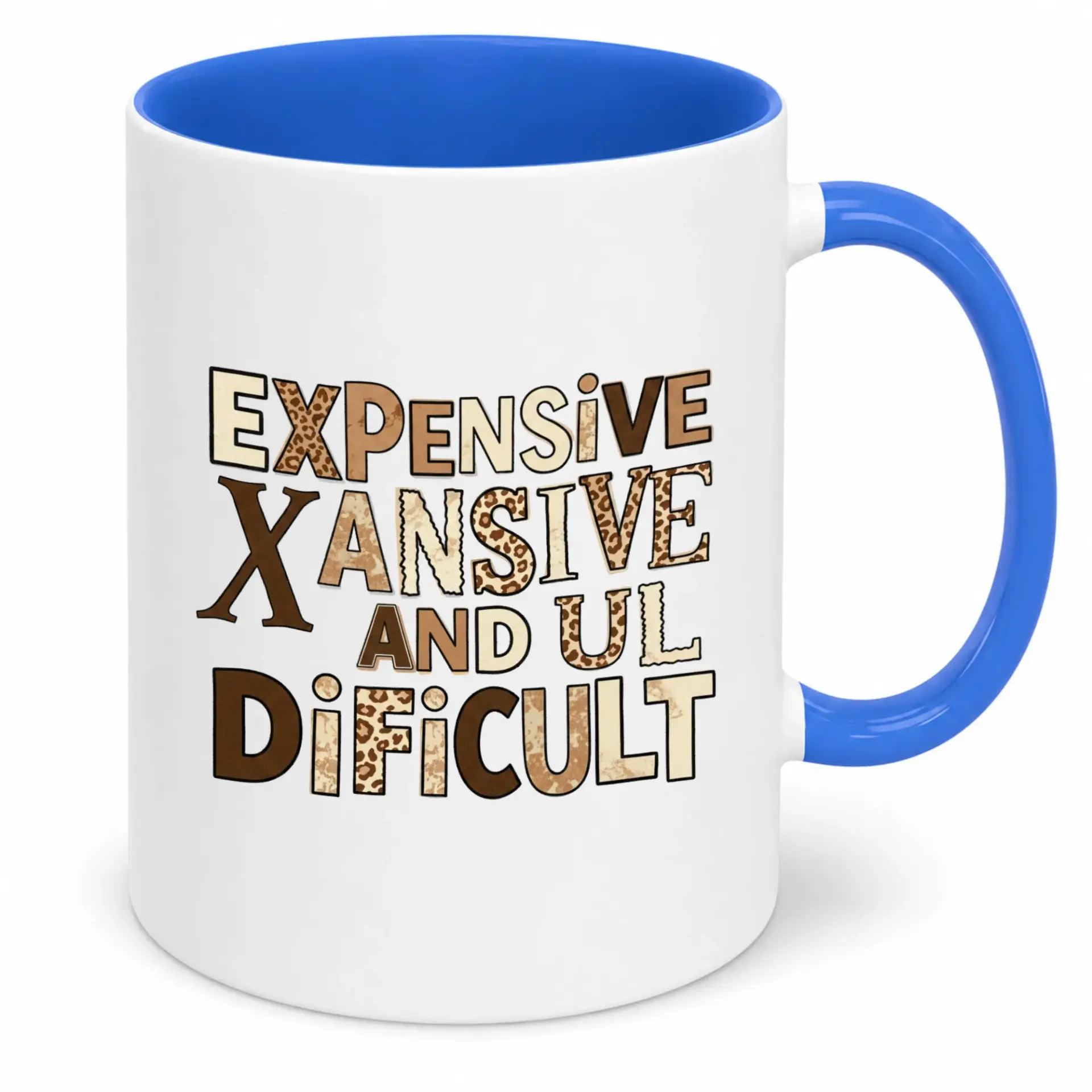 Funny Ceramic Coffee Mug with Humorous Leopard Print Text Design Unique Two-Tone for Tea and Hot Beverages Novelty Gift Drinkware